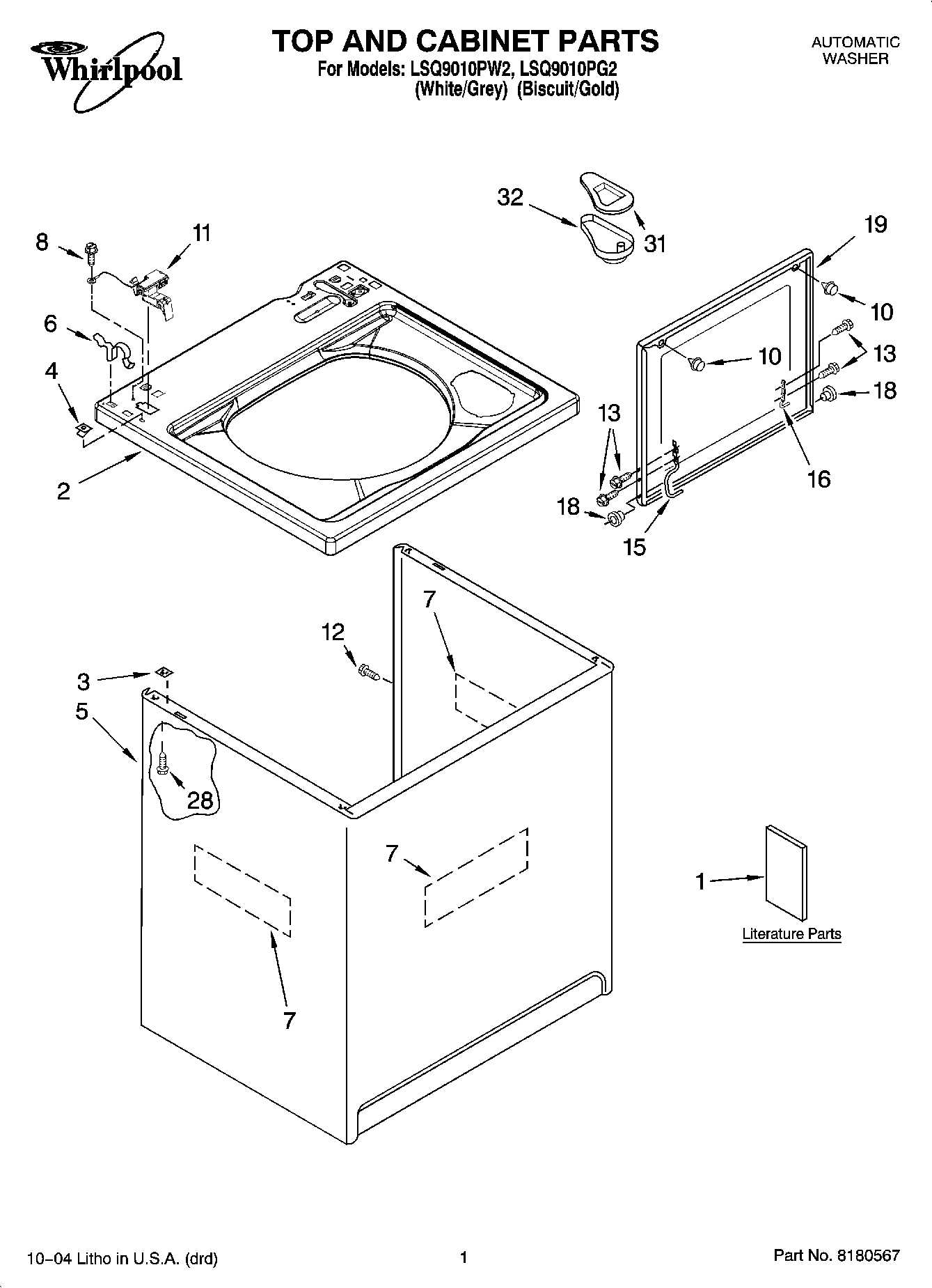 01 - TOP AND CABINET PARTS