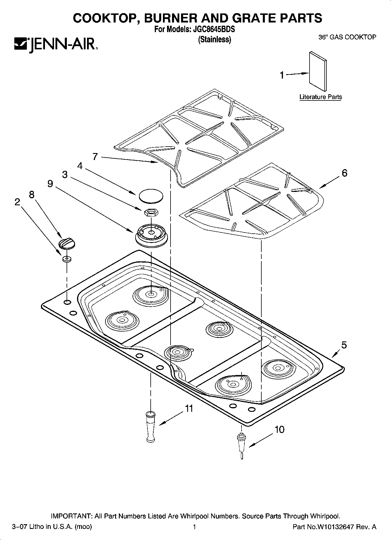 01 - COOKTOP, BURNER AND GRATE PARTS