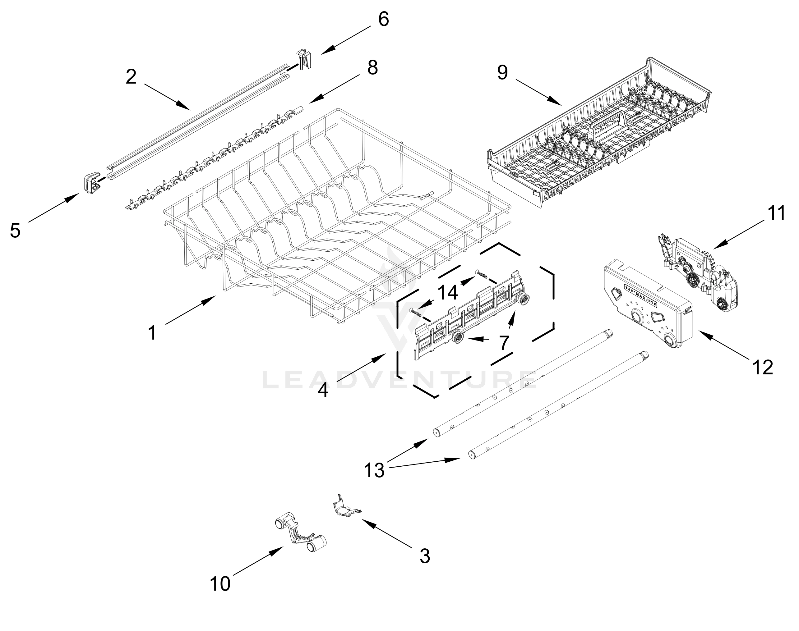 THIRD LEVEL RACK AND TRACK PARTS