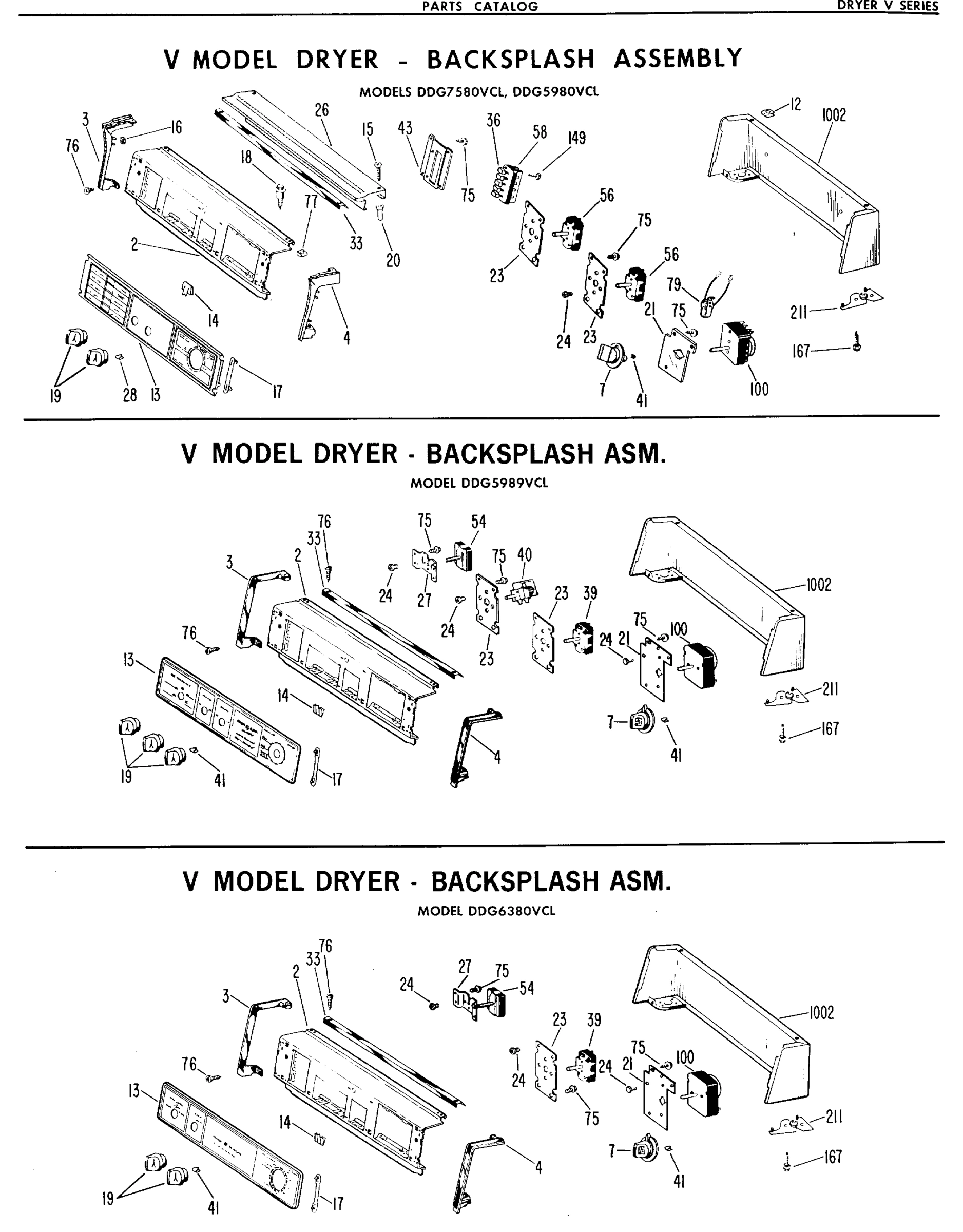 V MODEL DRYER - BACKSPLASH ASSEMBLY