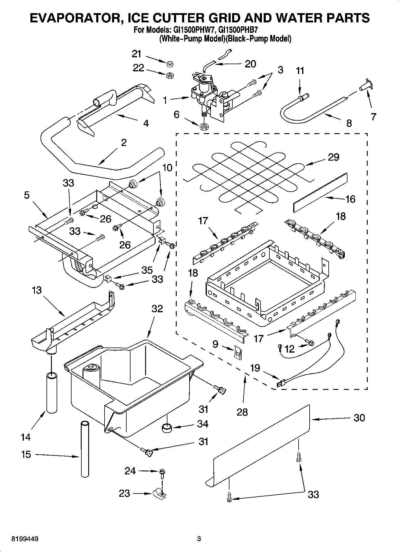 02 - EVAPORATOR ICE CUTTER GRID AND WATER PARTS
