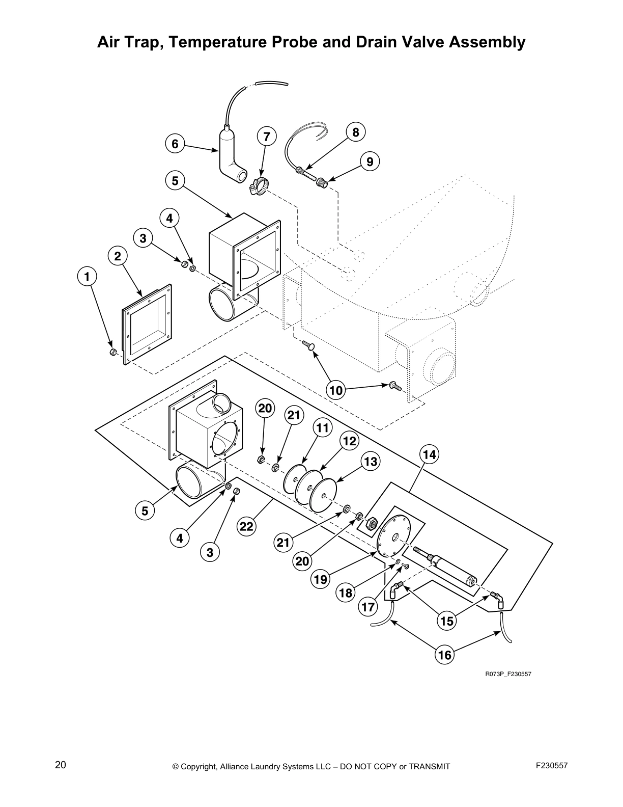 Air Trap, Temperature Probe and Drain Valve Assembly
