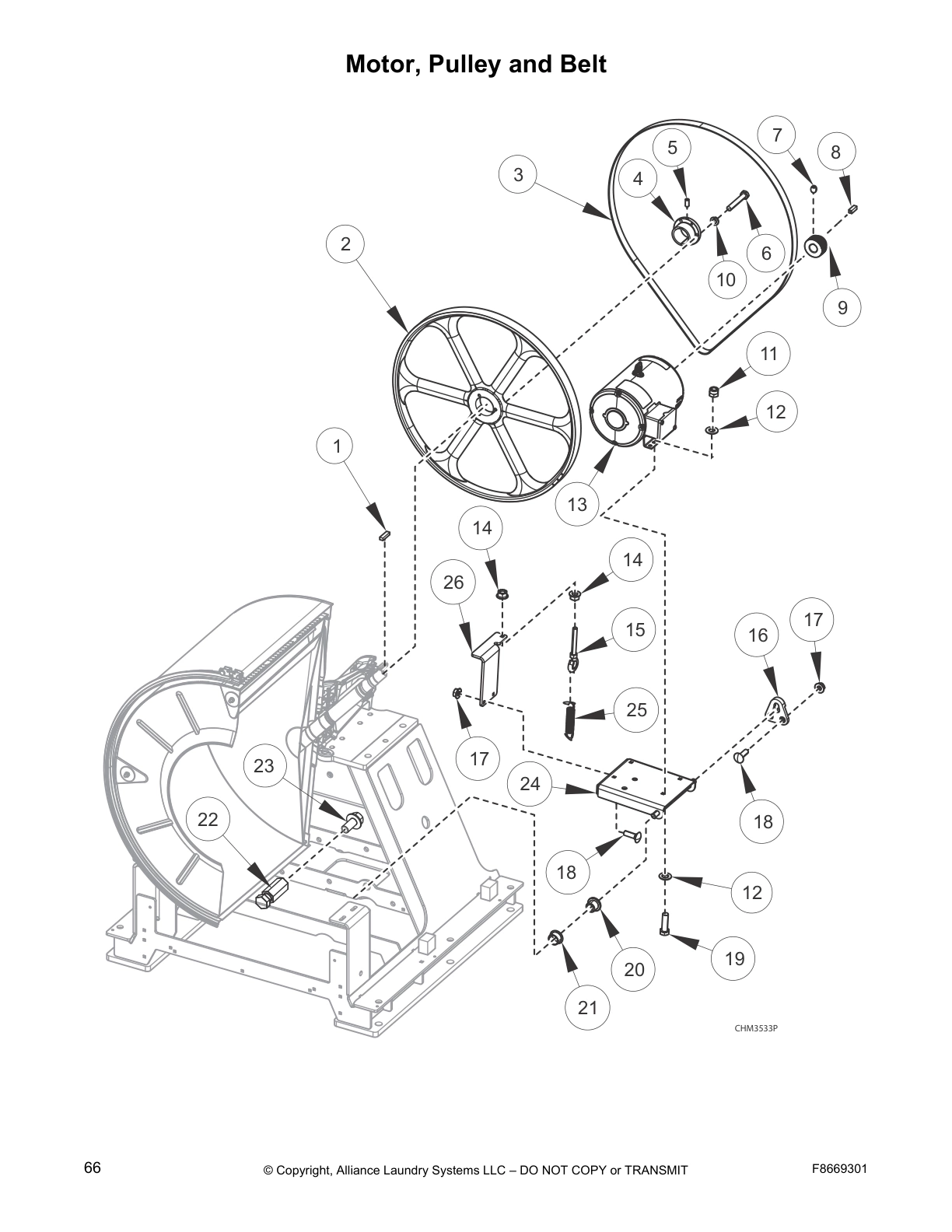 Motor, Pulley and Belt