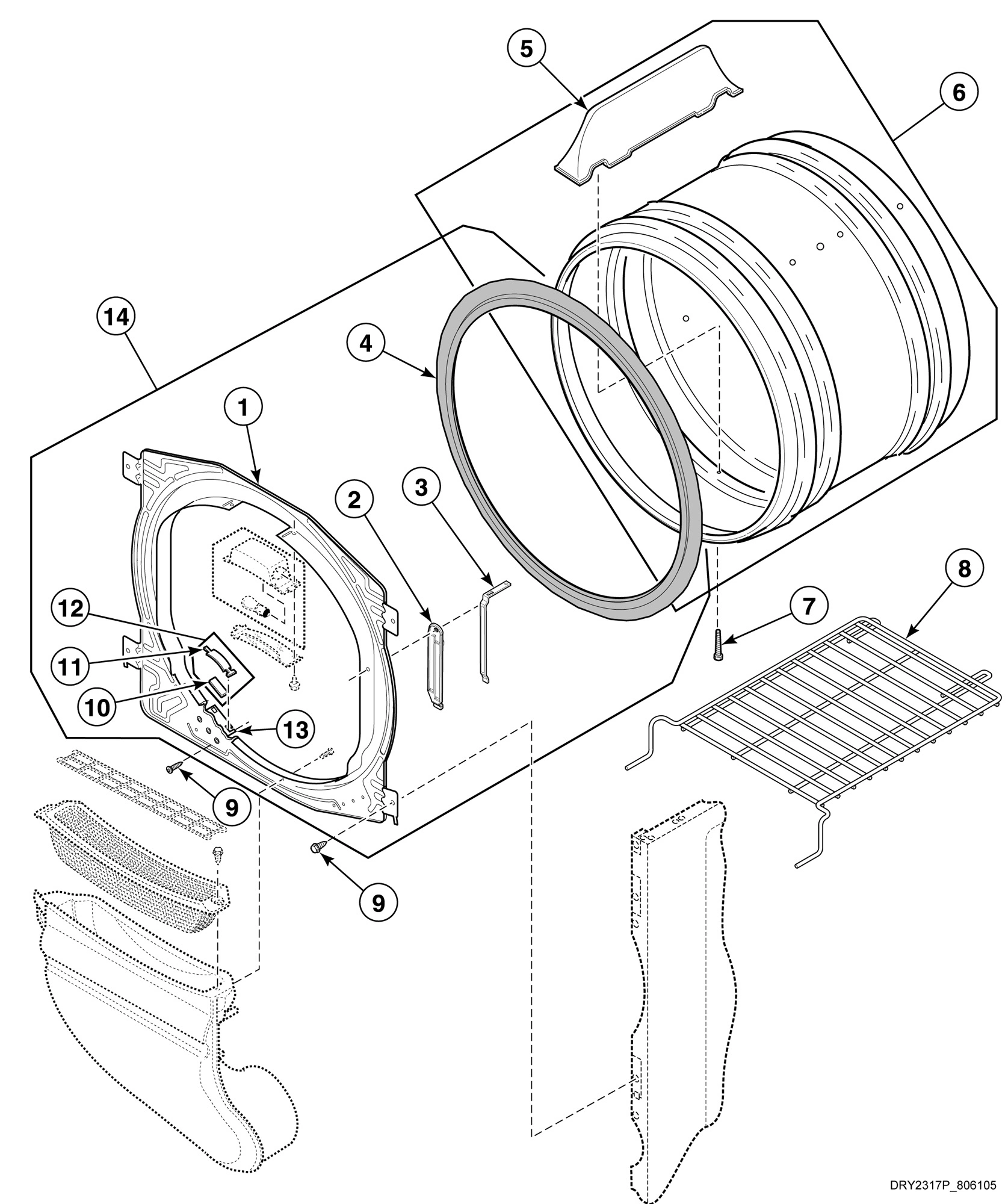 Front Bulkhead, Felt Seal and Cylinder