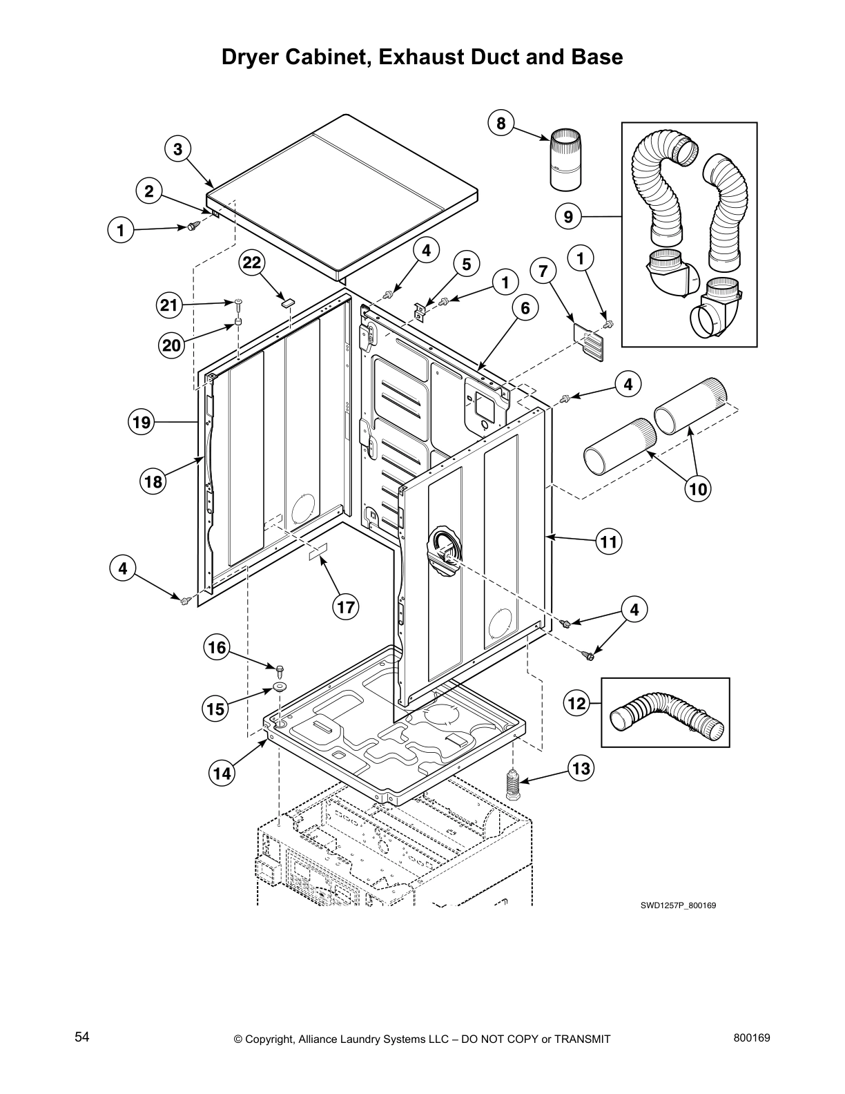 Dryer Cabinet, Exhaust Duct and Base