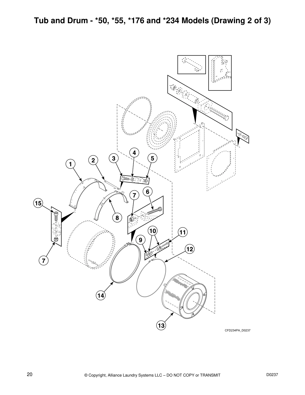 Tub and Drum - *50, *55, *176 and *234 Models (Drawing 2 of 3)