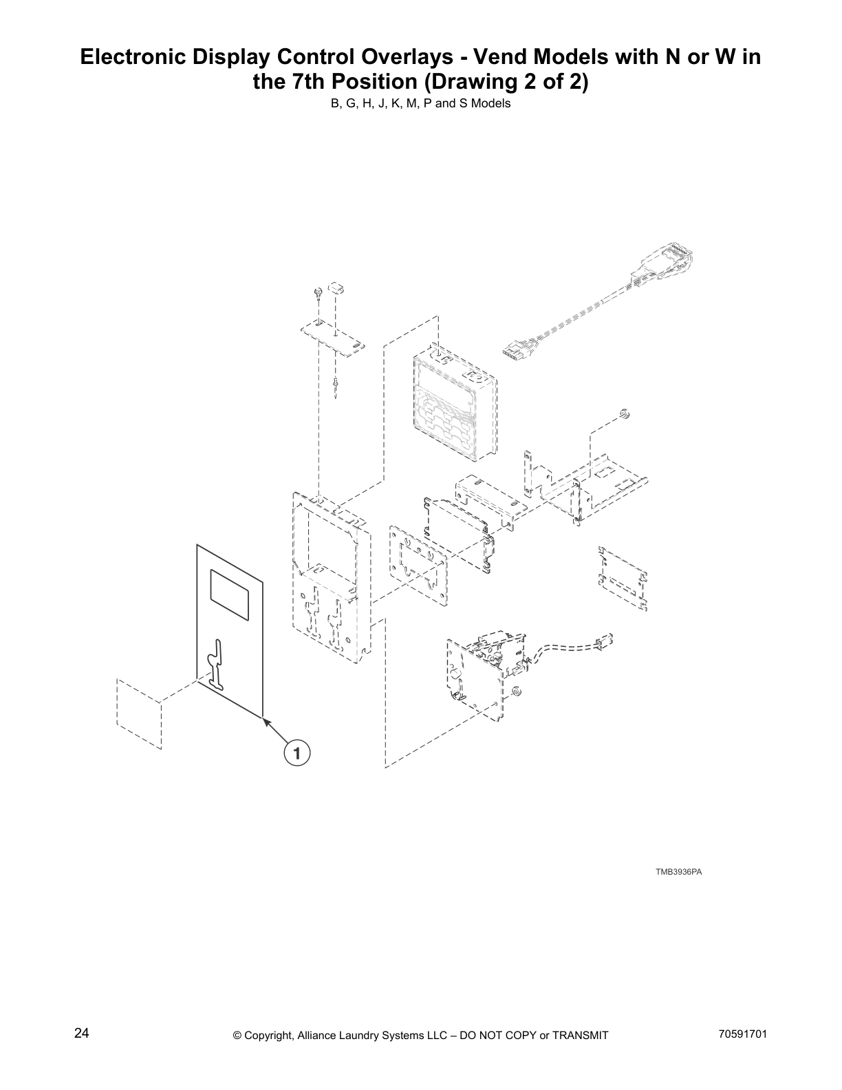 Electronic Display Control Overlays - Vend Models with N or W in
the 7th Position (Drawing 2 of 2)