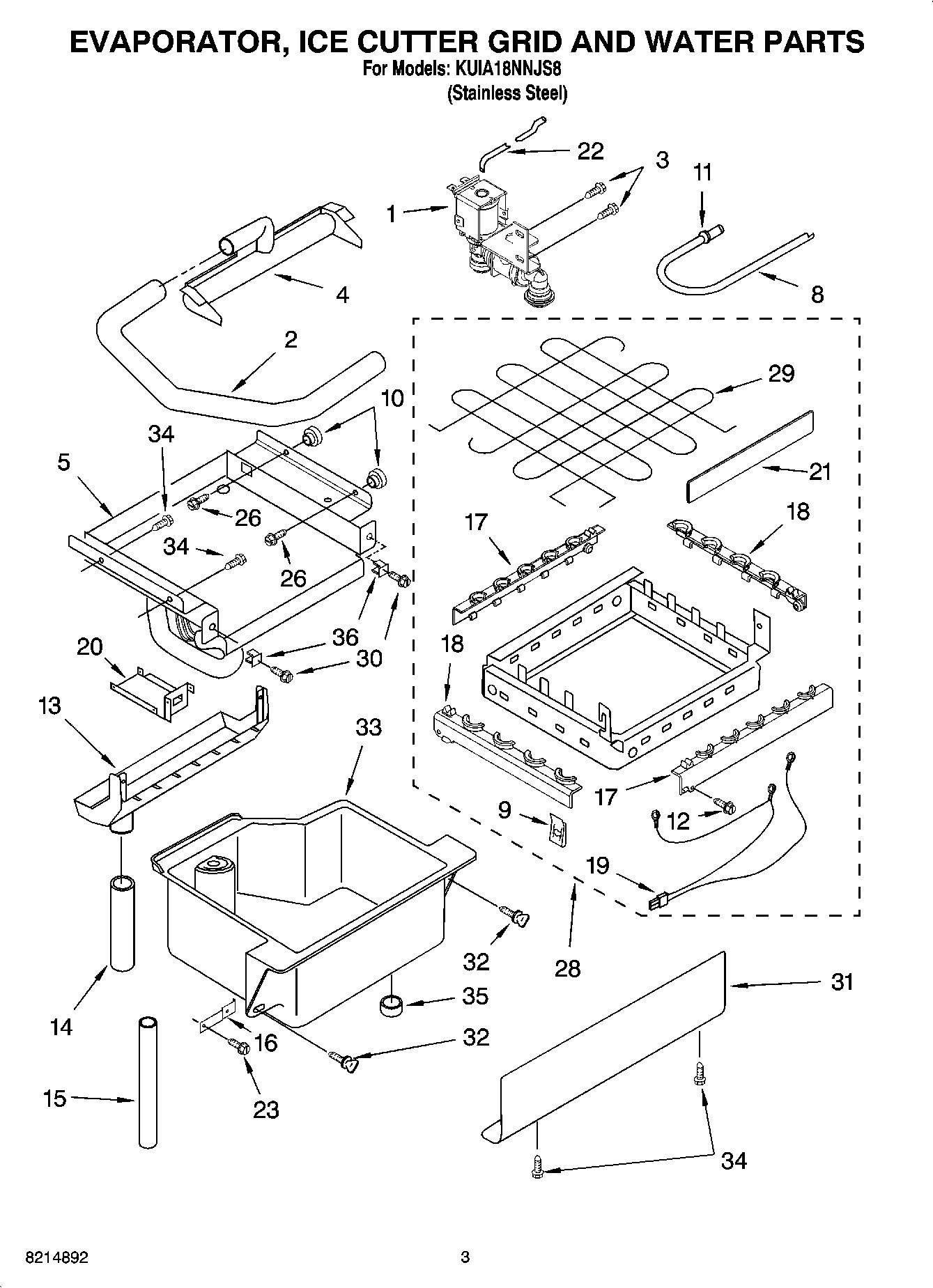 02 - EVAPORATOR, ICE CUTTER GRID AND WATER PARTS