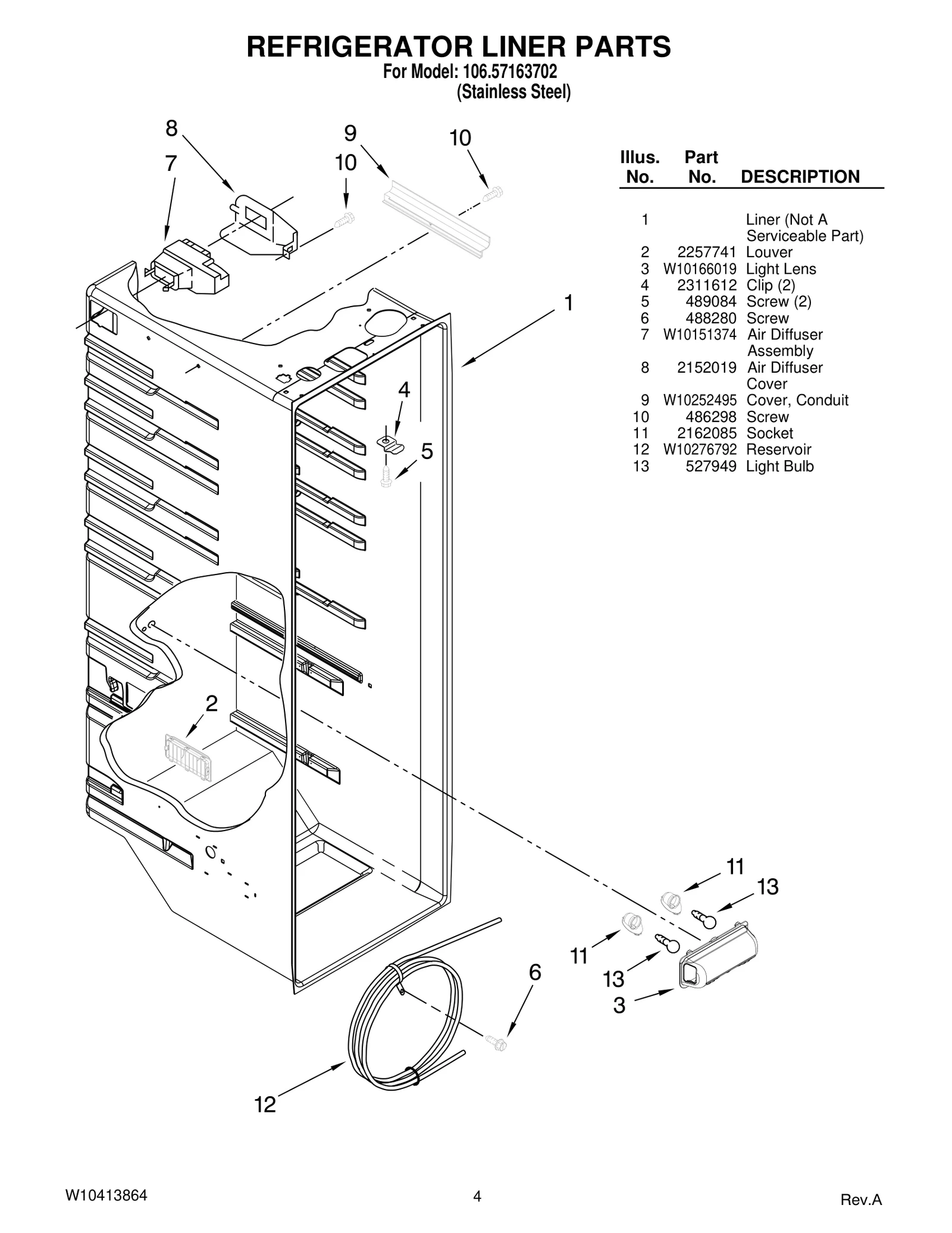 REFRIGERATOR LINER PARTS