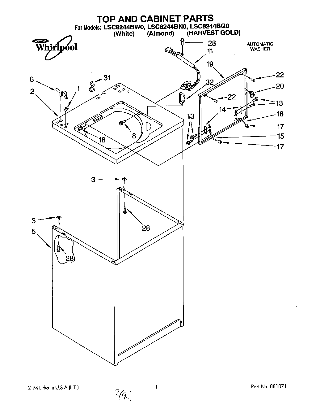01 - TOP AND CABINET, LIT/OPTIONAL