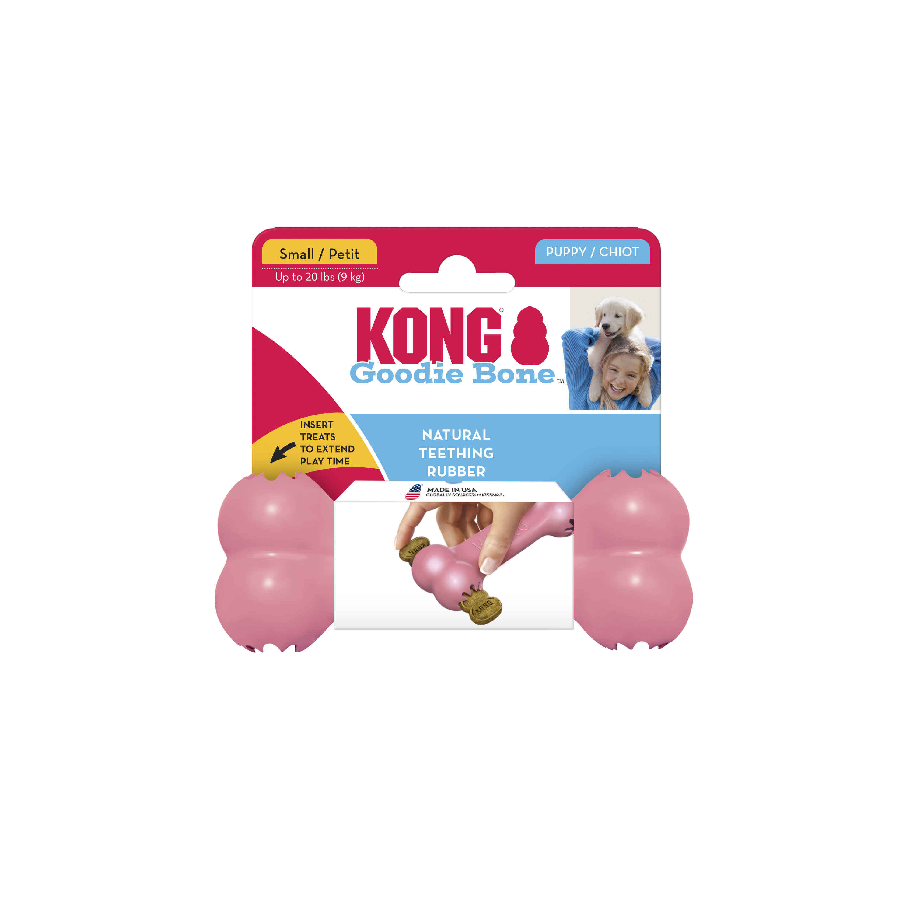 KONG Goodie Bone - Rubber Dog Toy - Dental Dog Toy for Teeth & Gum Health -  Durable Dog Chew Toy - Hard Rubber Bone for Dogs - Fillable Toy for