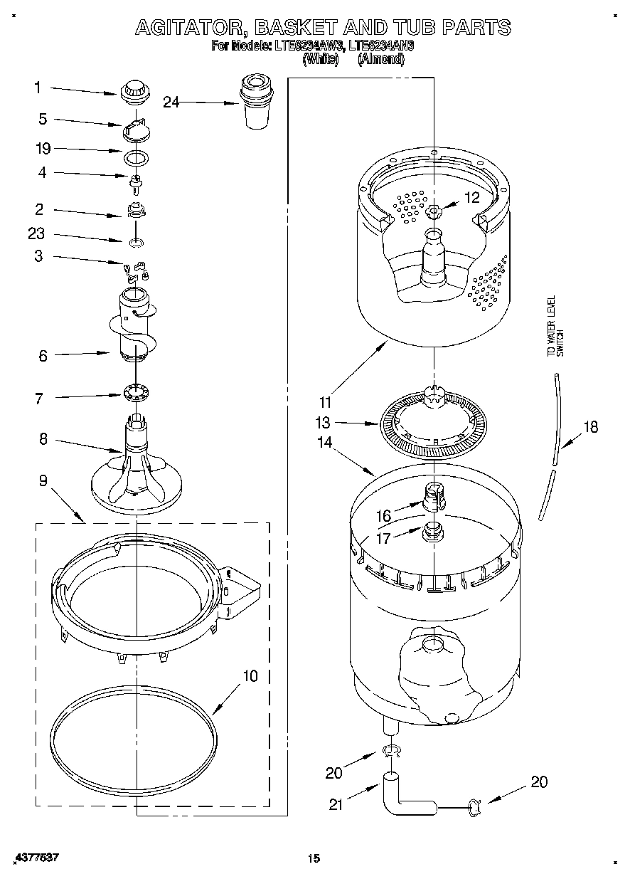 10 - AGITATOR, BASKET AND TUB