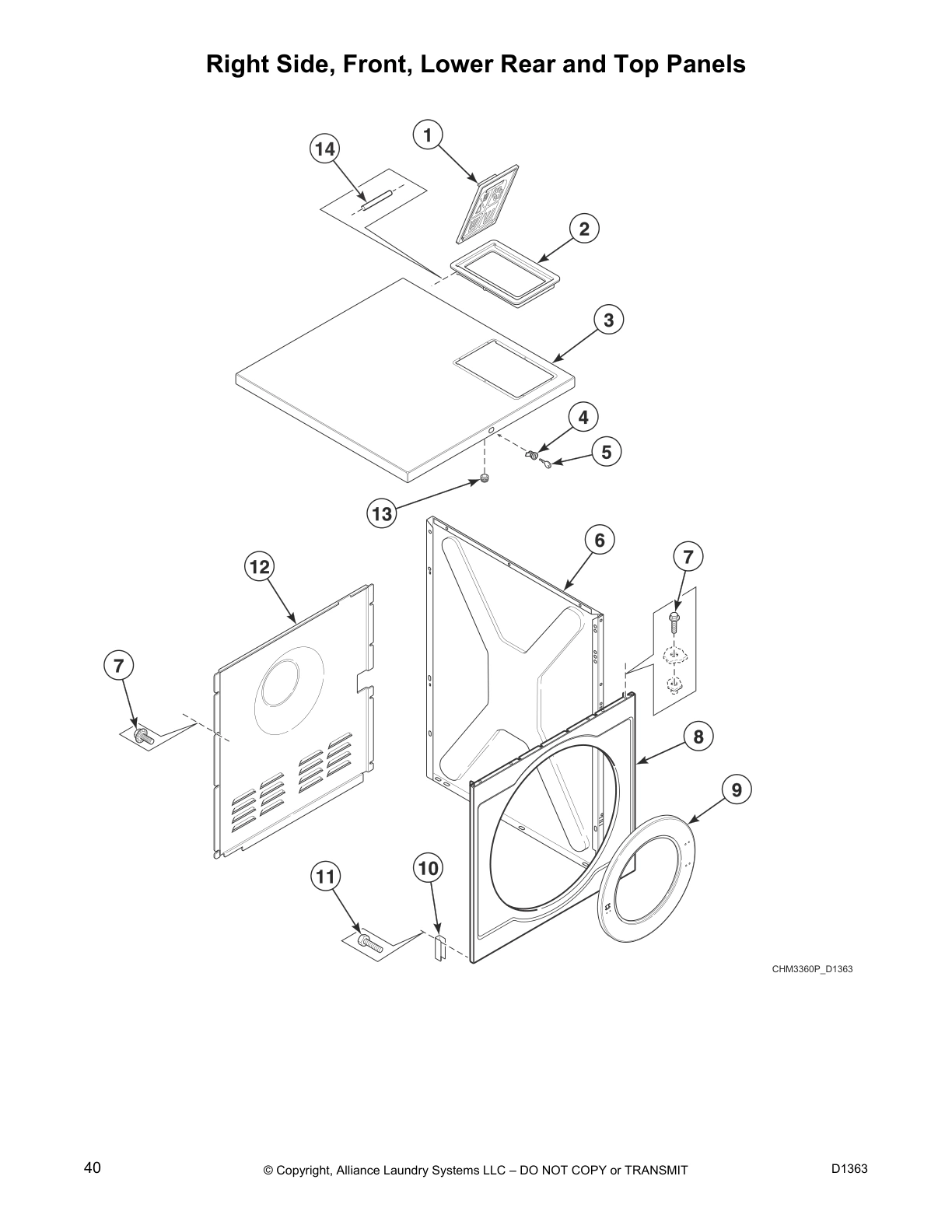 Right Side, Front, Lower Rear and Top Panels