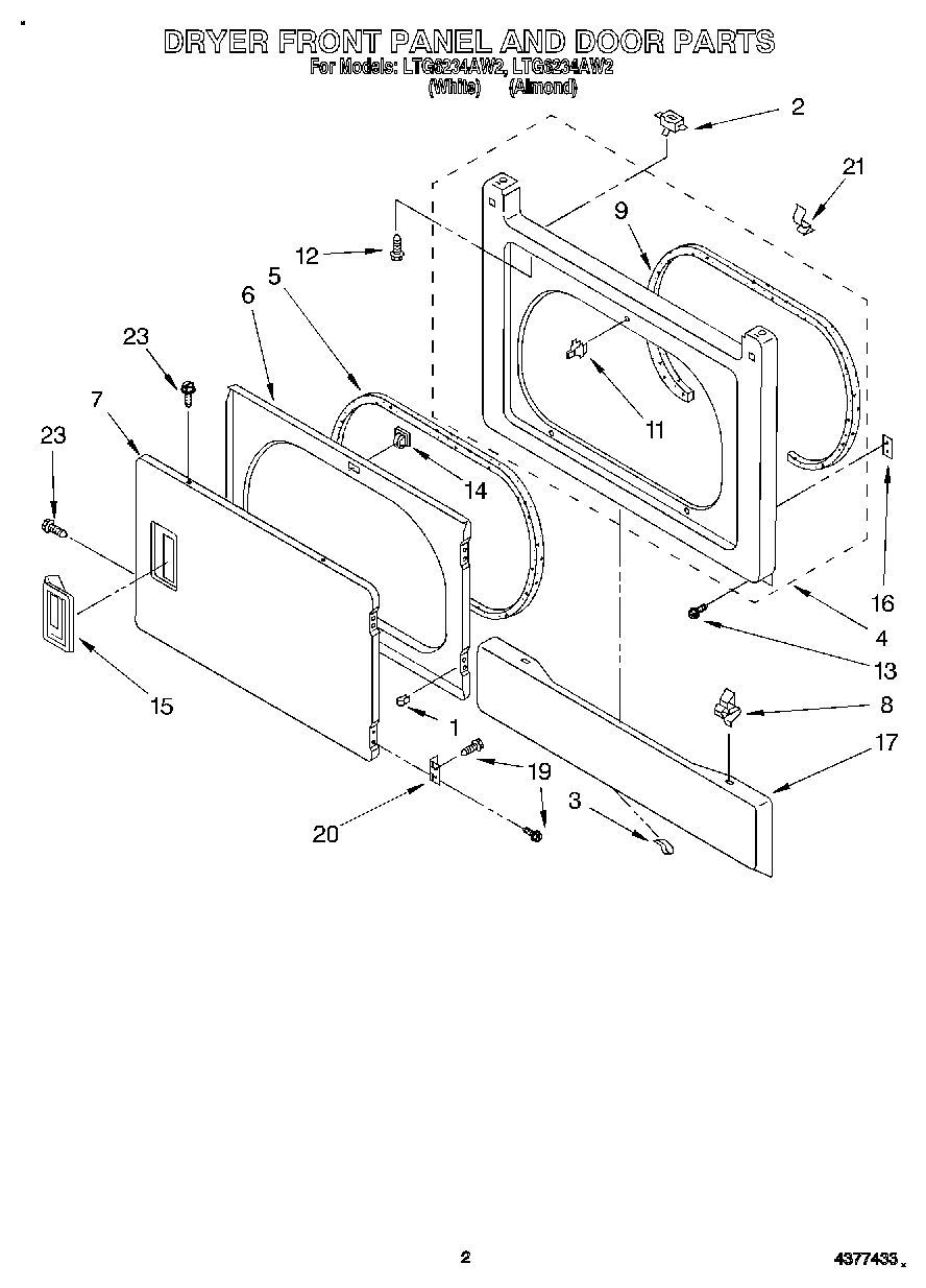 02 - DRYER FRONT PANEL AND DOOR