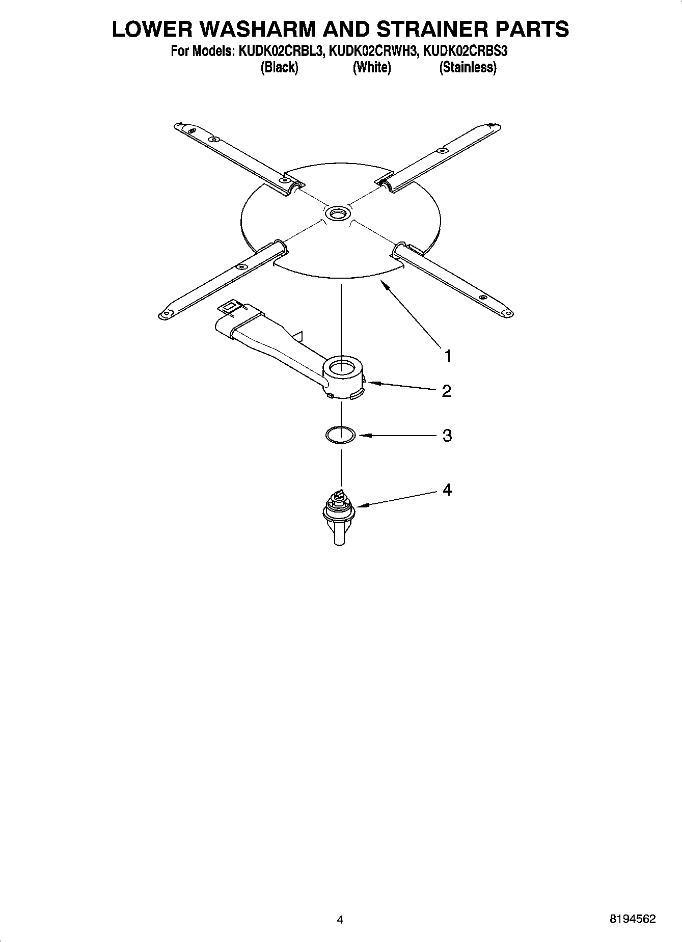 04 - LOWER WASHARM AND STRAINER PARTS