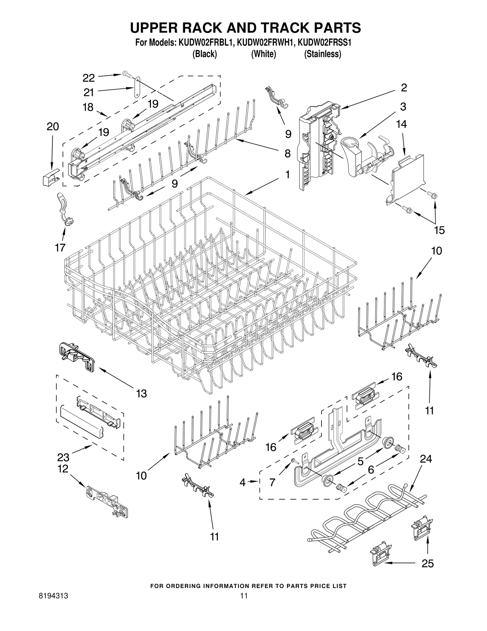 UPPER RACK AND TRACK PARTS