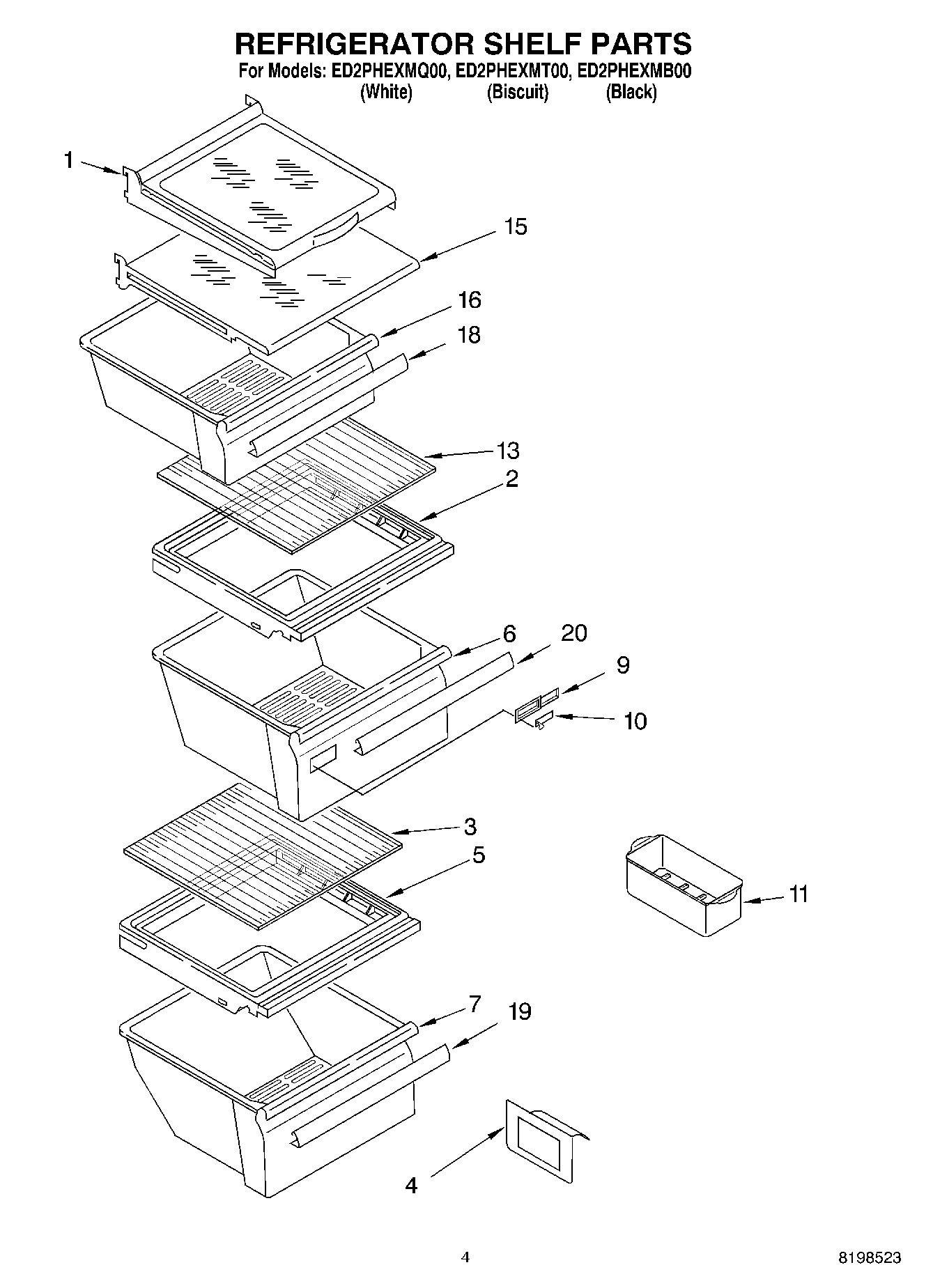 03 - REFRIGERATOR SHELF PARTS