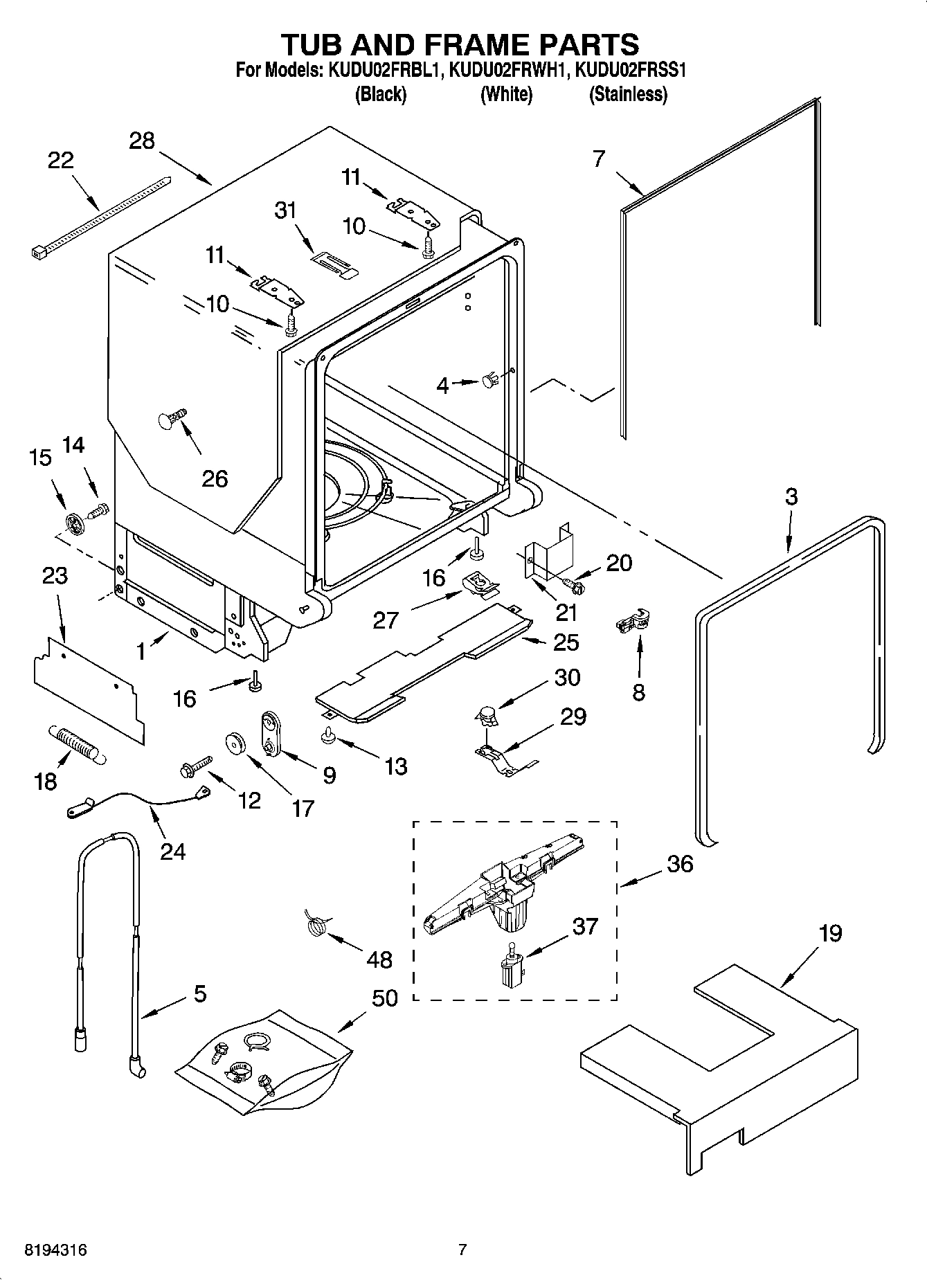 07 - TUB AND FRAME PARTS