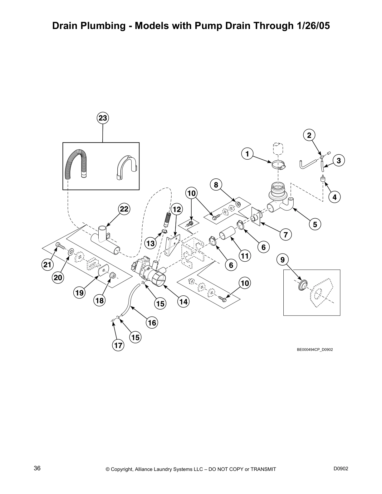 Drain Plumbing - Models with Pump Drain Through 1/26/05