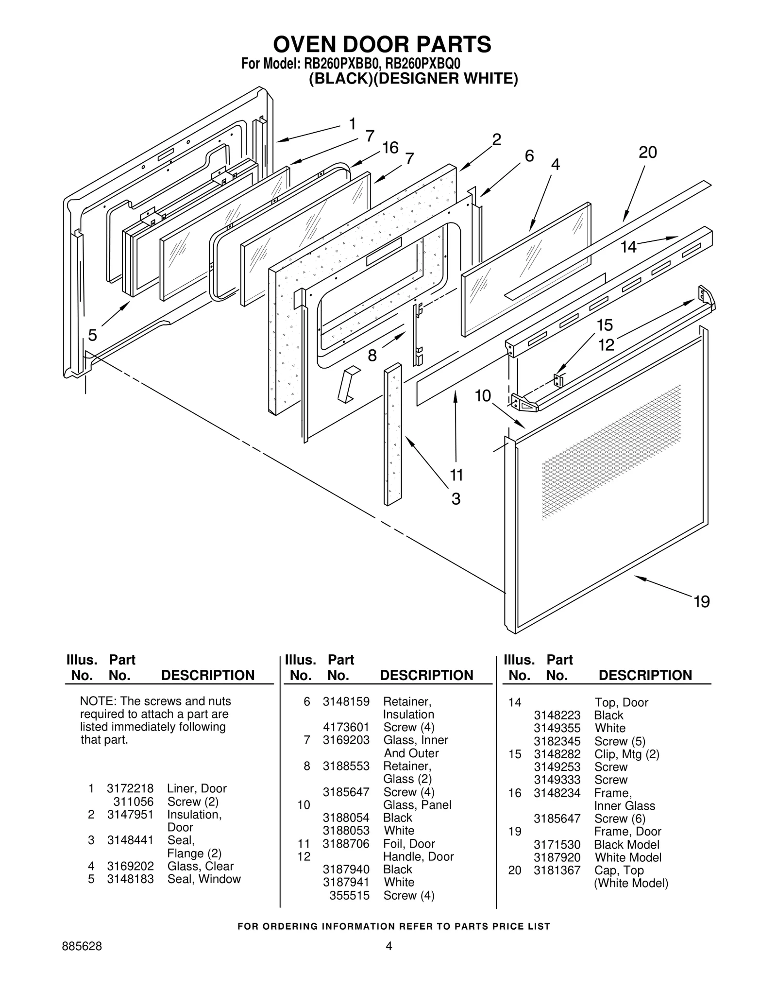 OVEN DOOR PARTS