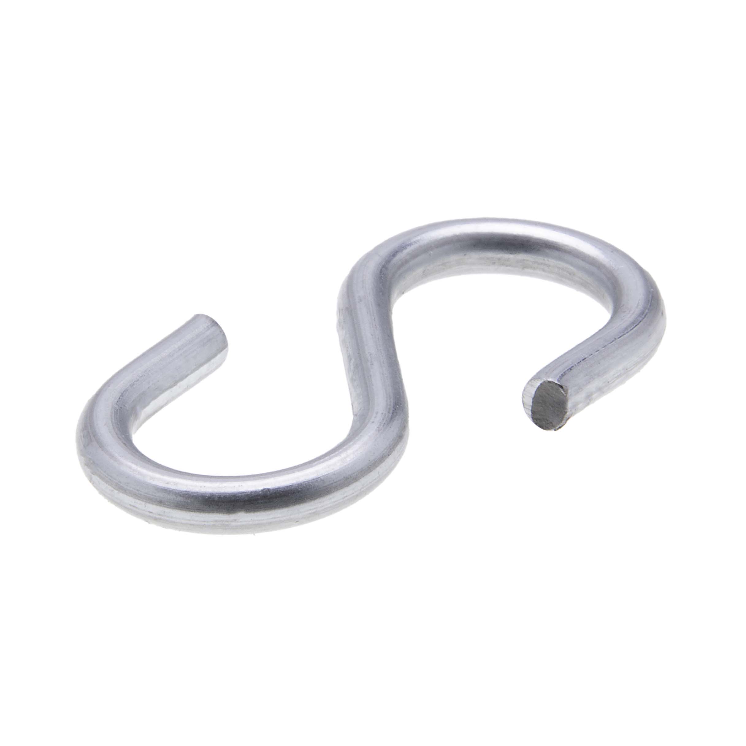 S-Hook, 1-1/2 in. overall length, 0.135 in. hook diameter, Steel galvanized hook material, Zinc Chromate finish, 100 per pack, For use with JC10/JC12 Jack Chain