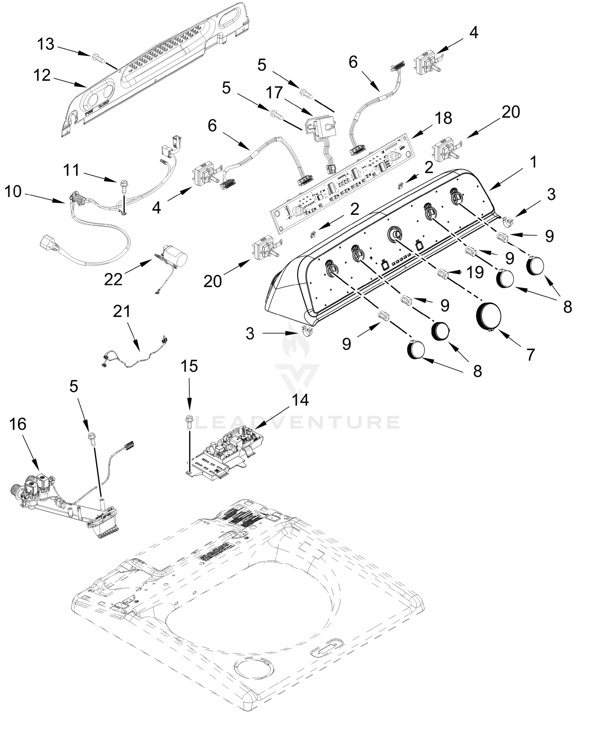 CONSOLE AND WATER INLET PARTS