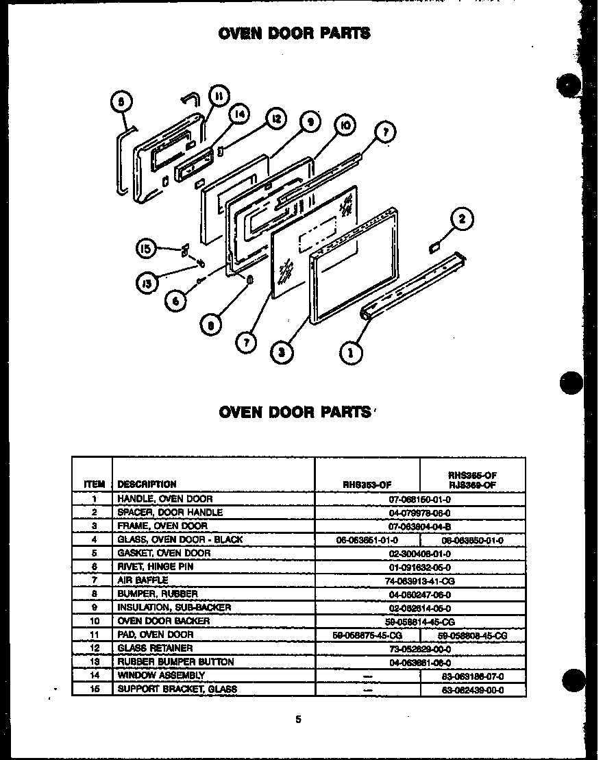 05 - OVEN DOOR PARTS