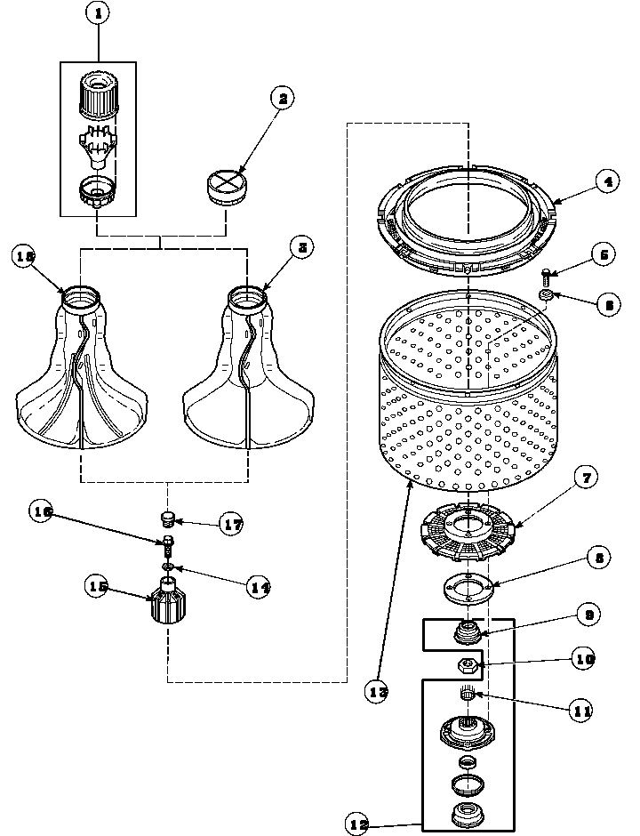 03 - AGITATOR/DRIVE BELL/SEAL KIT/TUB & HUB