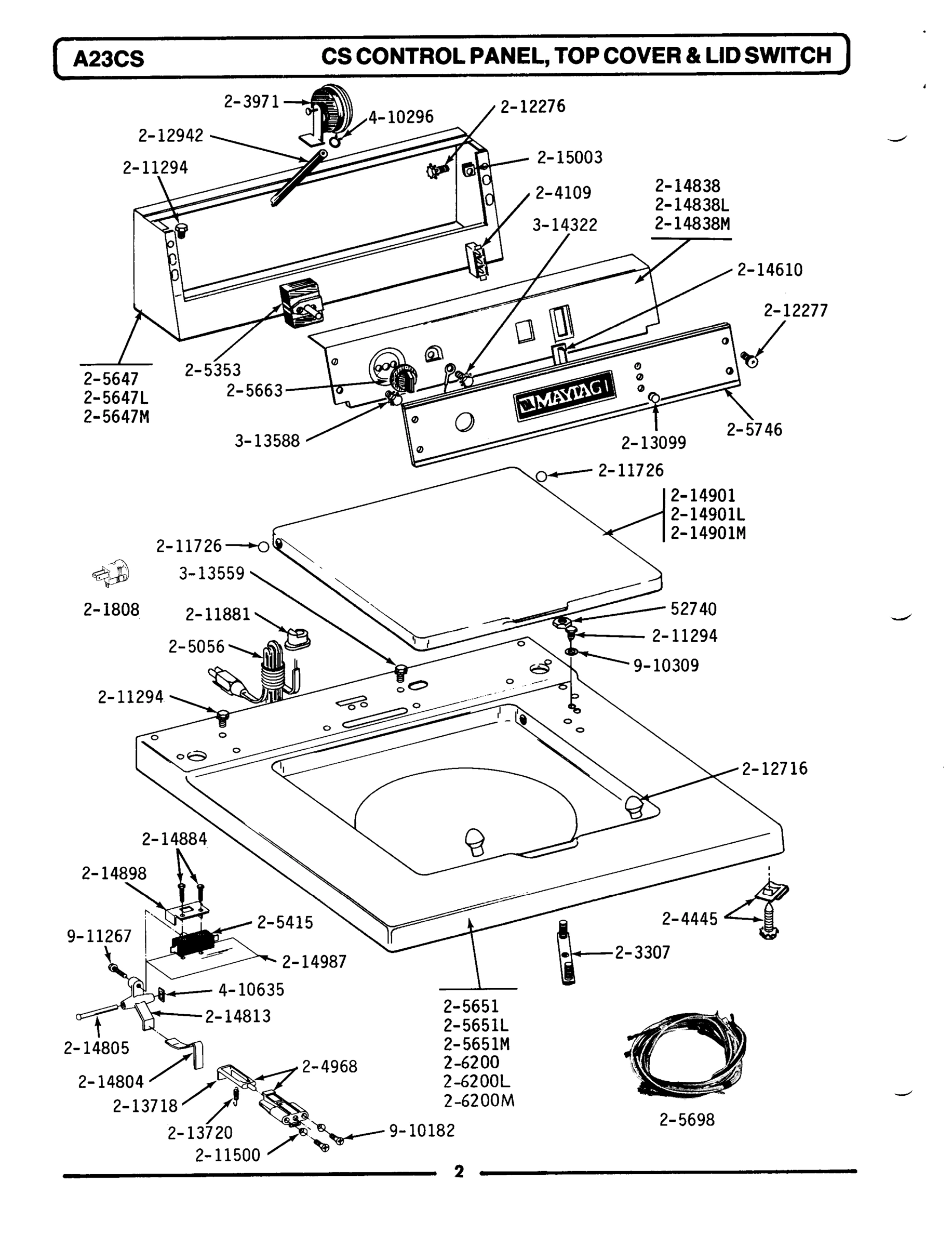 01 - CONTROL PANEL, TOP COVER & LID SWITCH