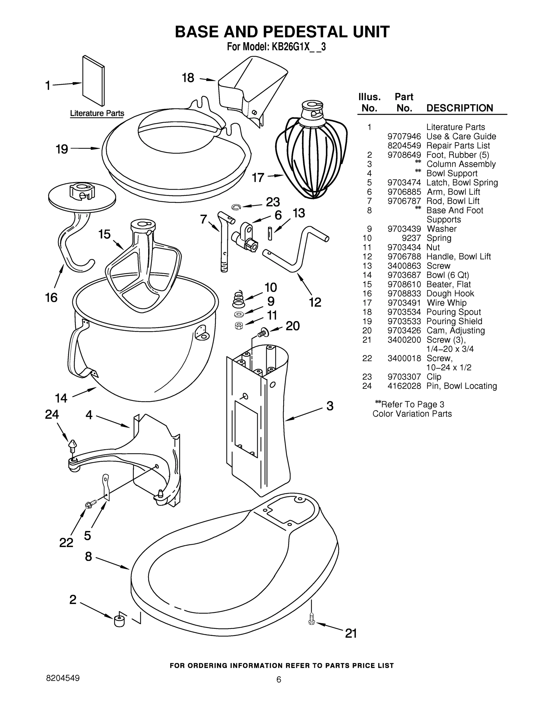 03 - BASE AND PEDESTAL UNIT - ACCESSORY PARTS