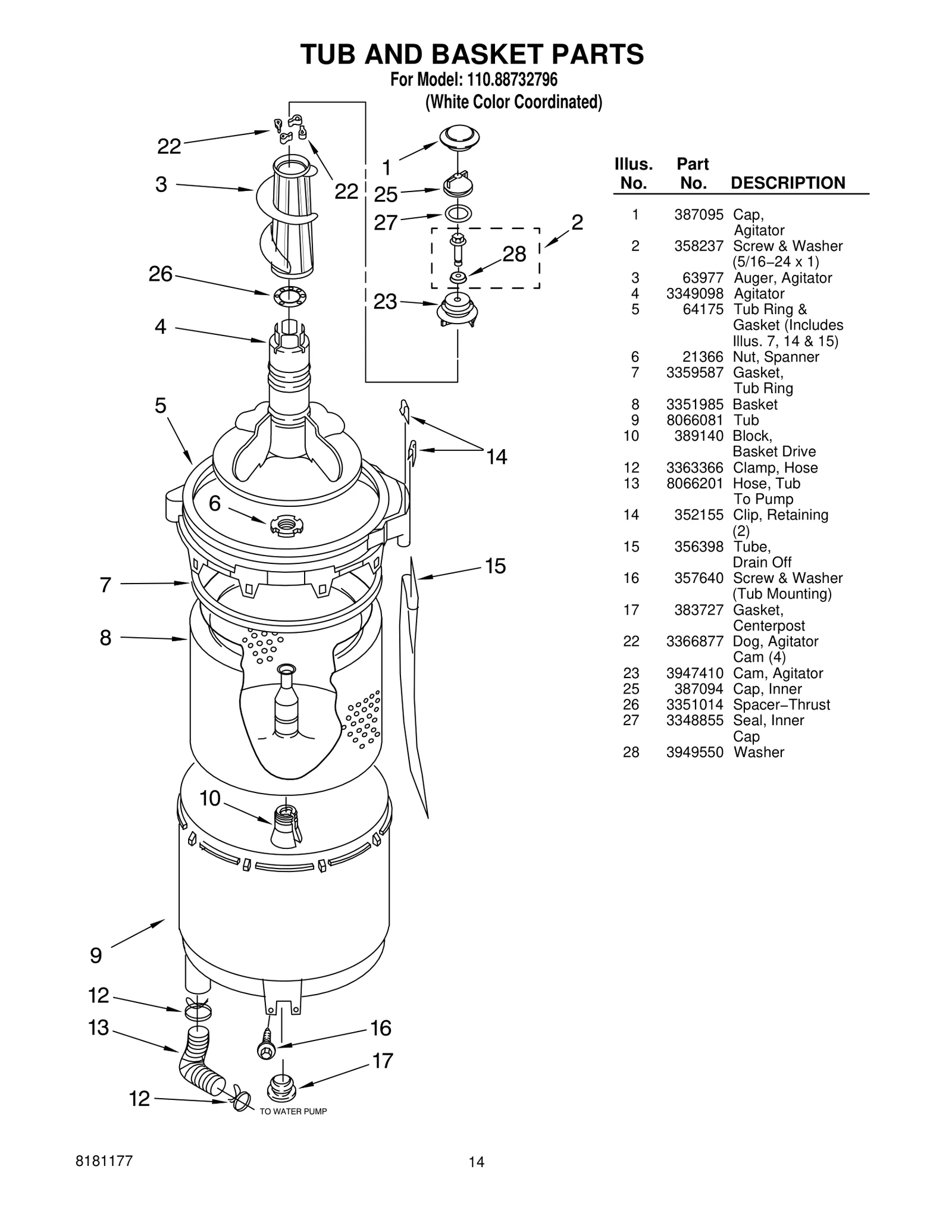 TUB AND BASKET PARTS