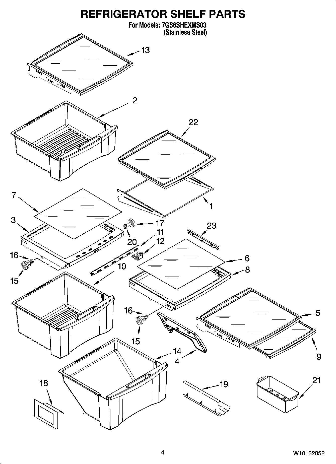 03 - REFRIGERATOR SHELF PARTS