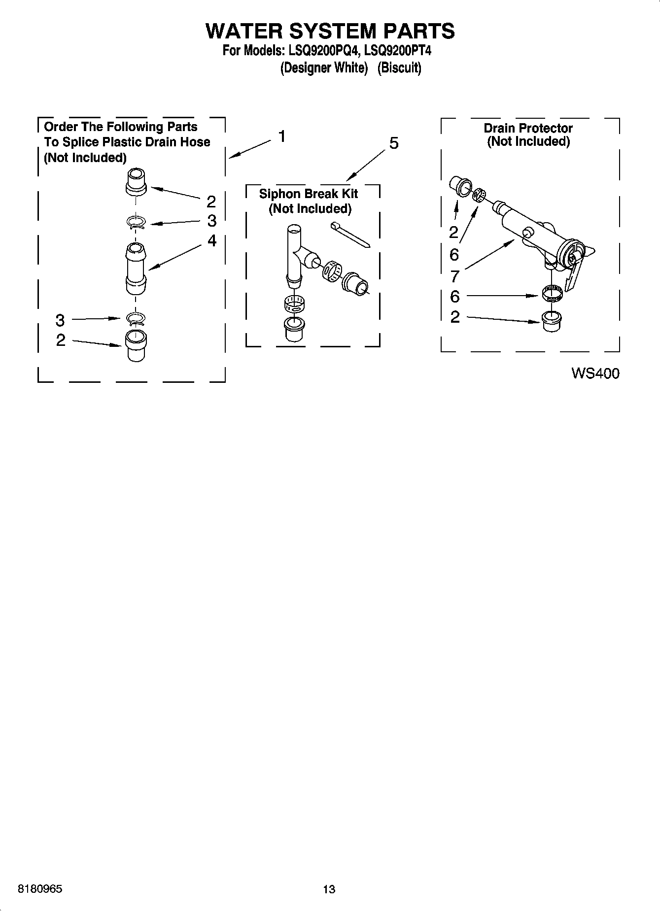 09 - WATER SYSTEM PARTS, OPTIONAL PARTS (NOT INCLUDED)