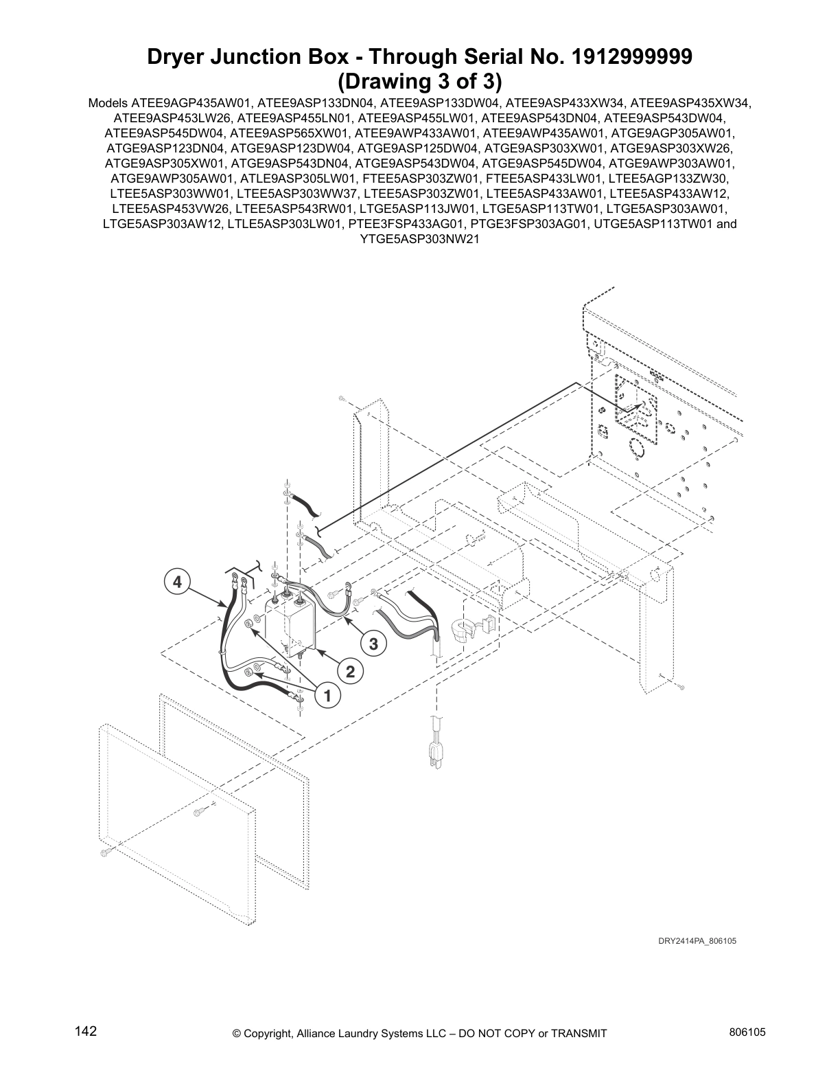 Dryer Junction Box - Through Serial No. 1912999999
(Drawing 3 of 3)