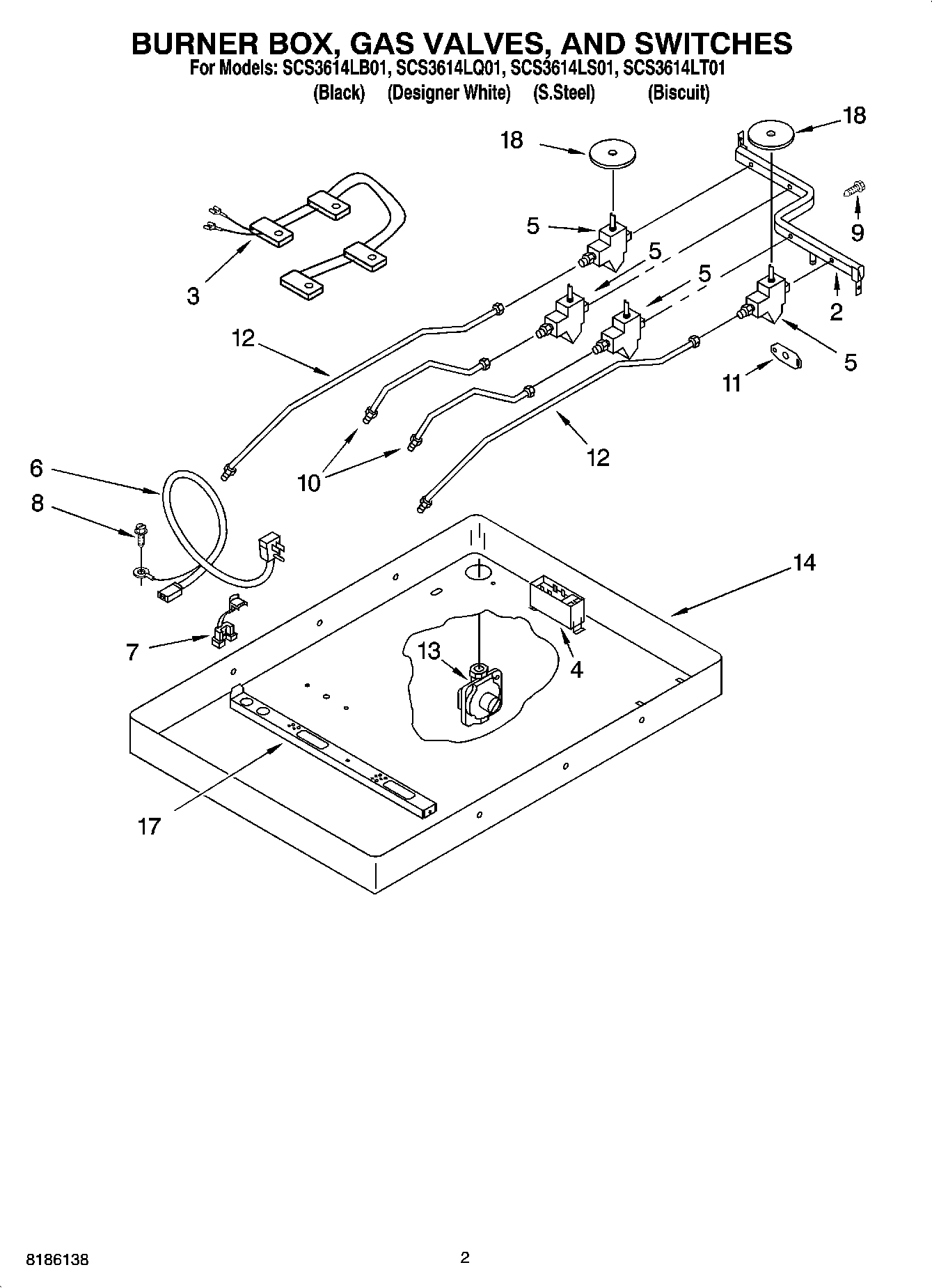 02 - BURNER BOX, GAS VALVES, AND SWITCHES