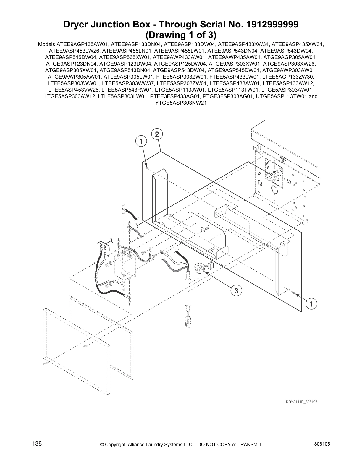 Dryer Junction Box - Through Serial No. 1912999999
(Drawing 1 of 3)