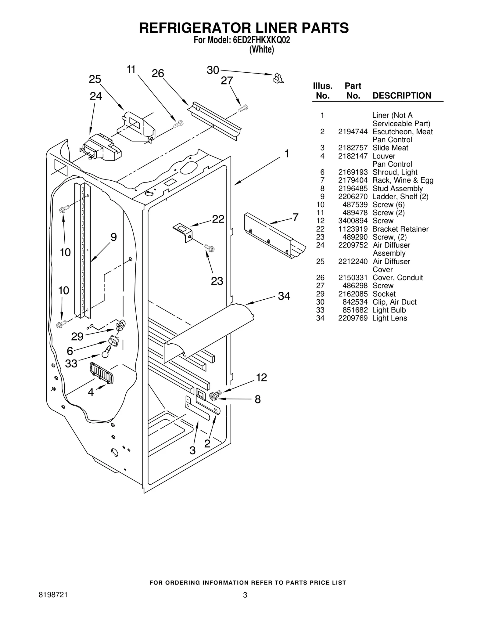 REFRIGERATOR LINER PARTS