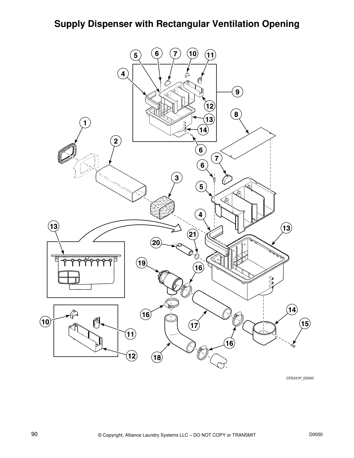 Supply Dispenser with Rectangular Ventilation Opening