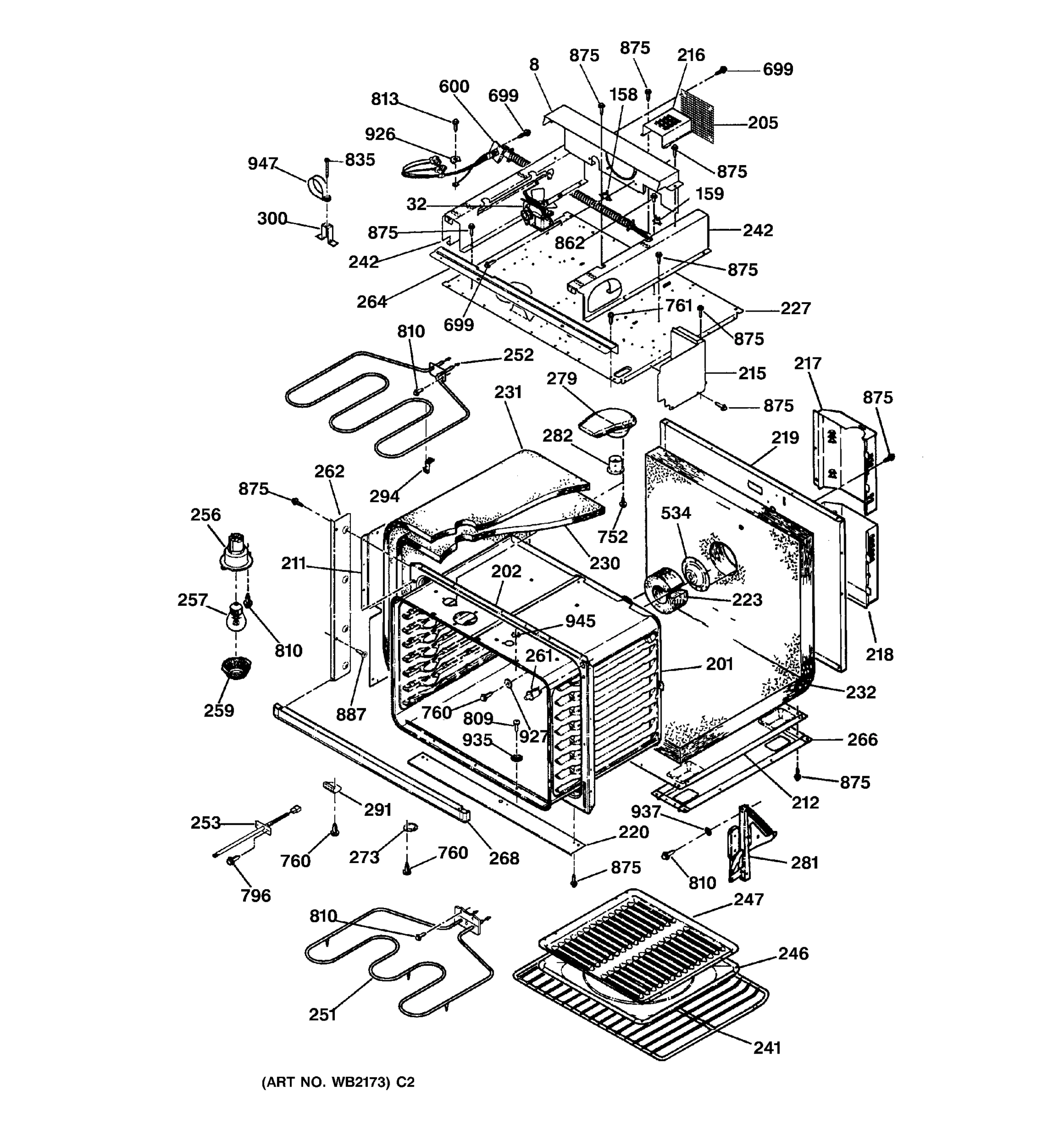 OVEN BODY WITH MICROWAVE SUPPORT