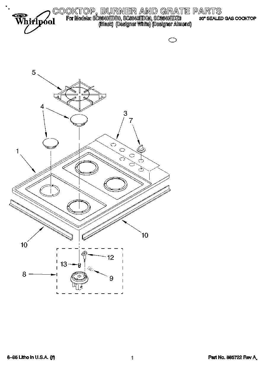 01 - COOKTOP, BURNER AND GRATE