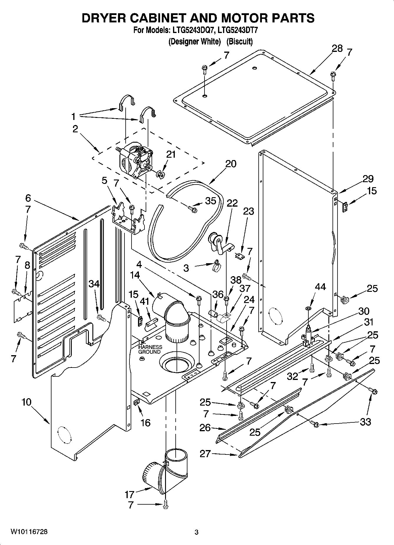 03 - DRYER CABINET AND MOTOR PARTS