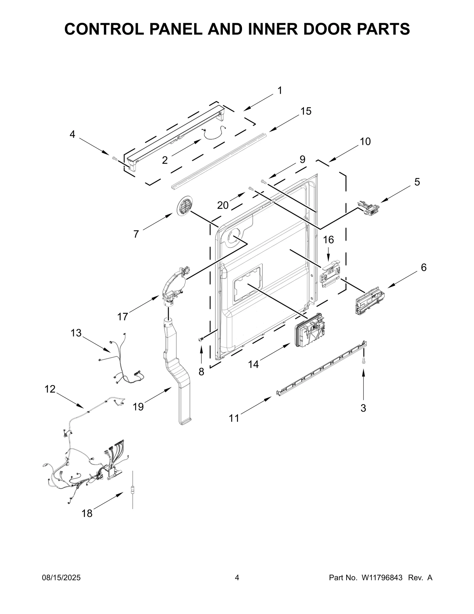 CONTROL PANEL AND INNER DOOR PARTS