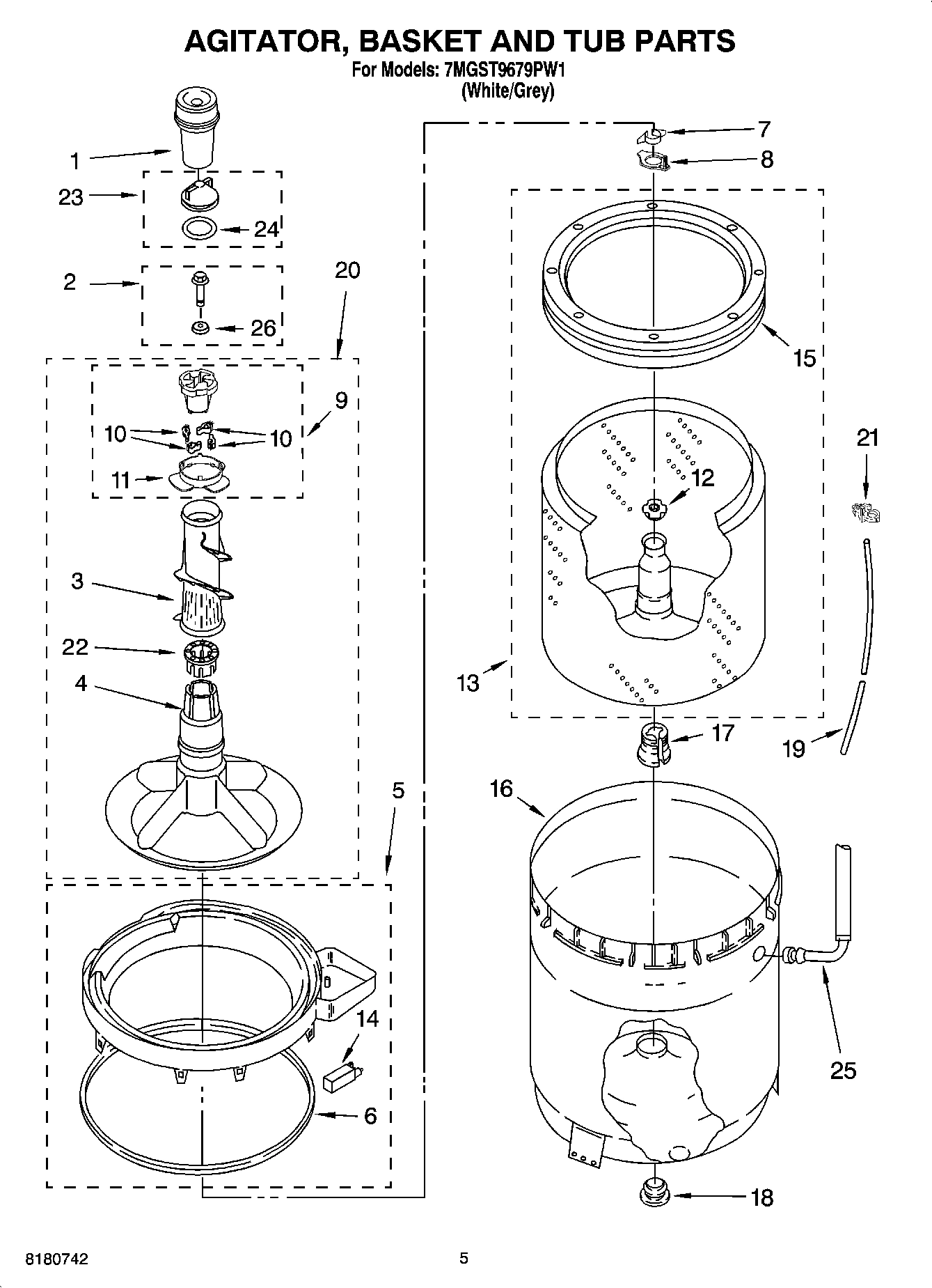 03 - AGITATOR, BASKET AND TUB PARTS