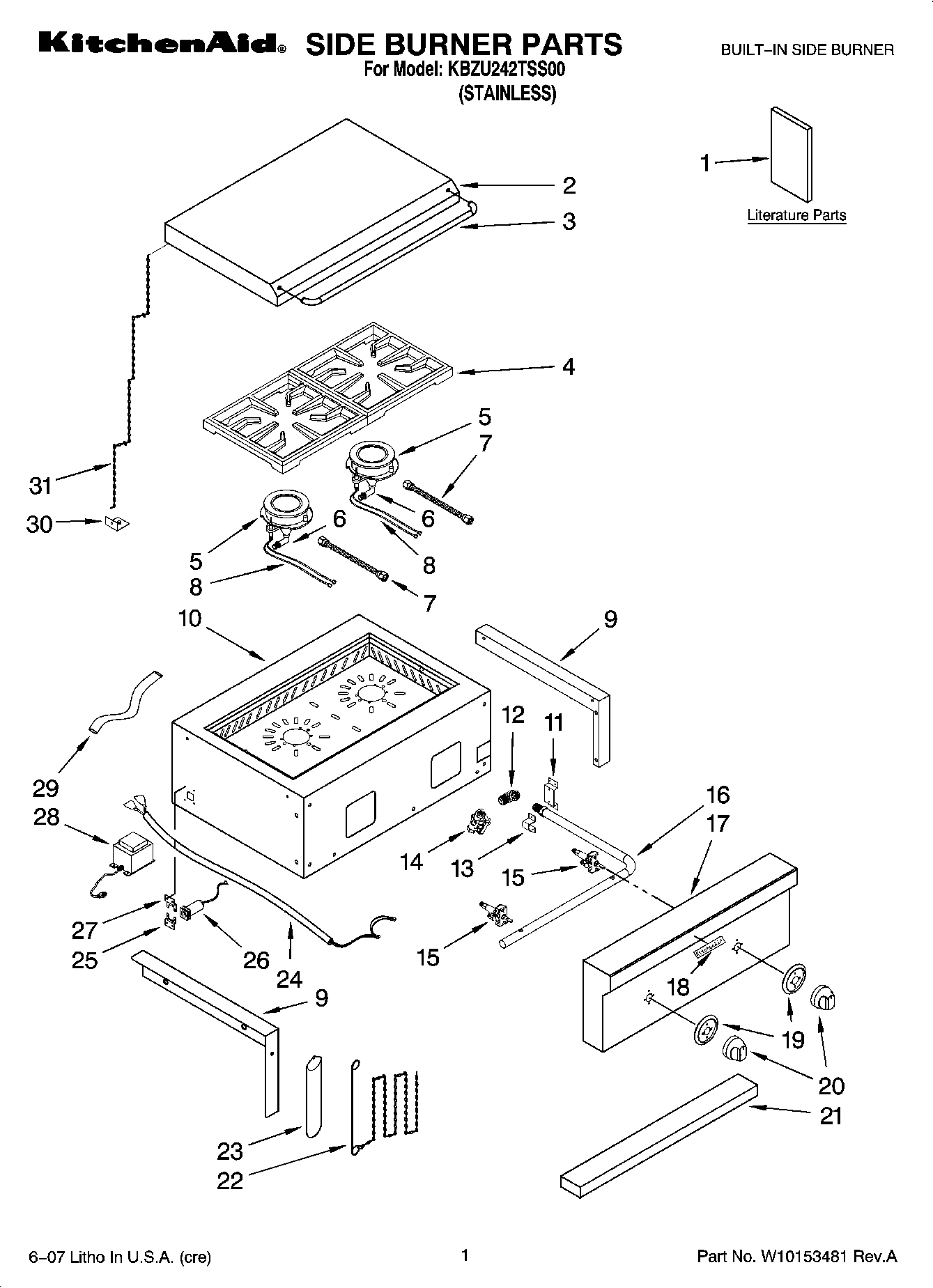 01 - SIDE BURNER PARTS