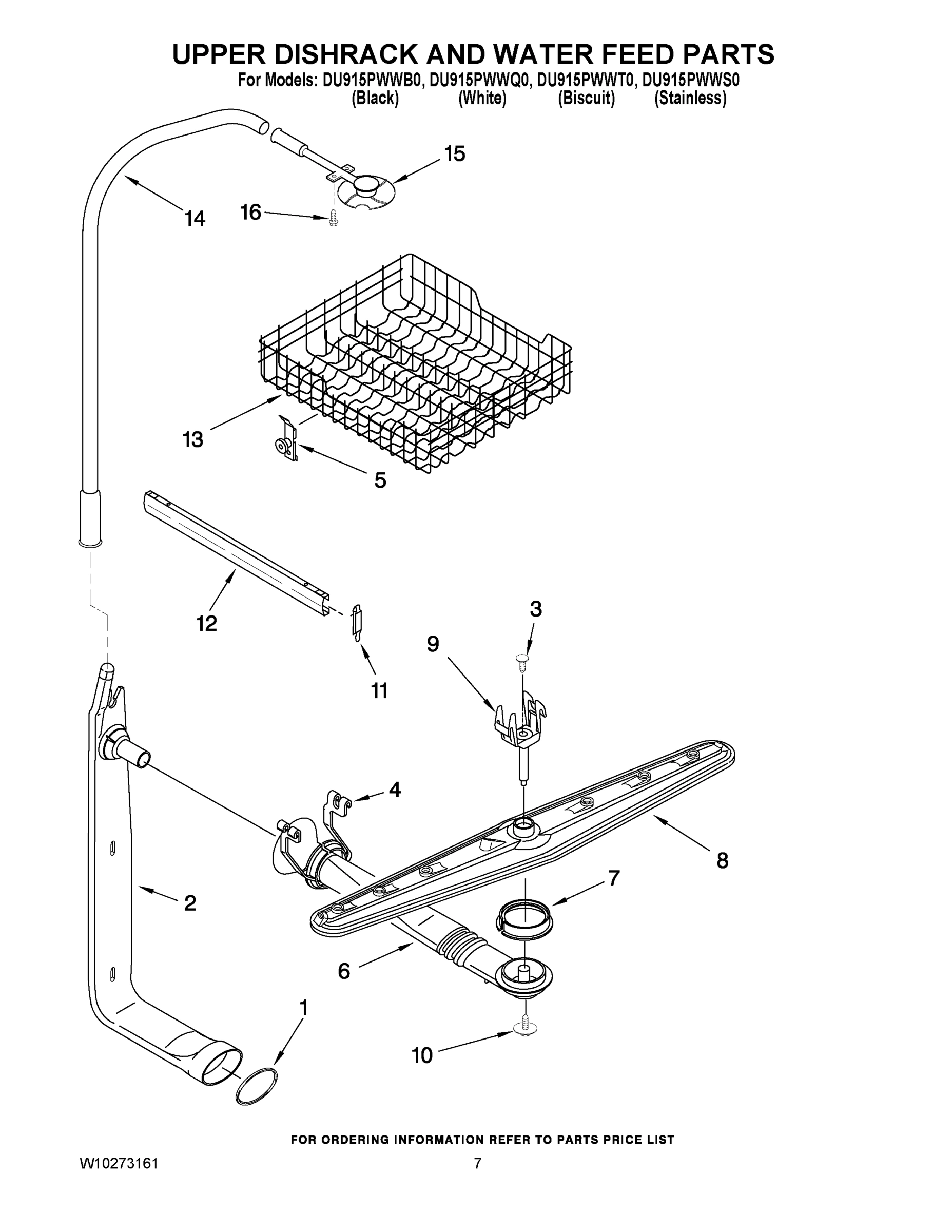 05 - UPPER DISHRACK AND WATER FEED PARTS
