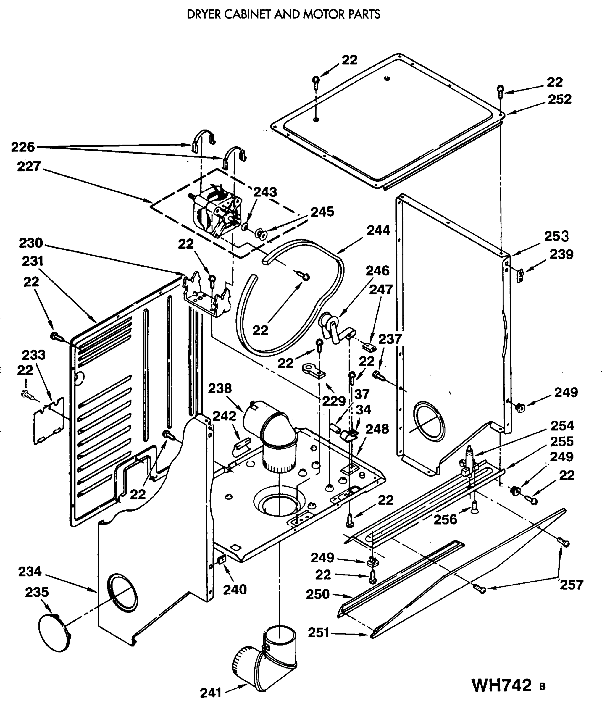 DRYER CABINET AND MOTOR PARTS