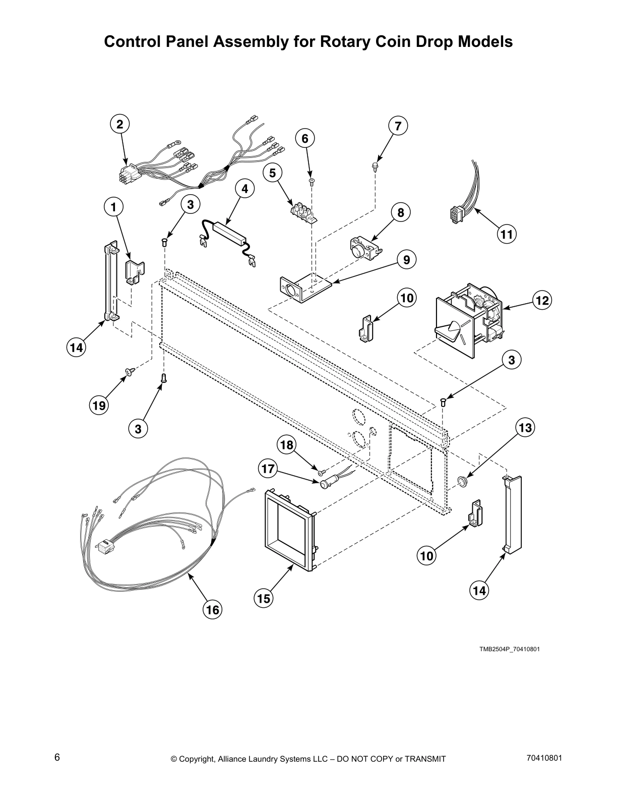 Control Panel Assembly for Rotary Coin Drop Models