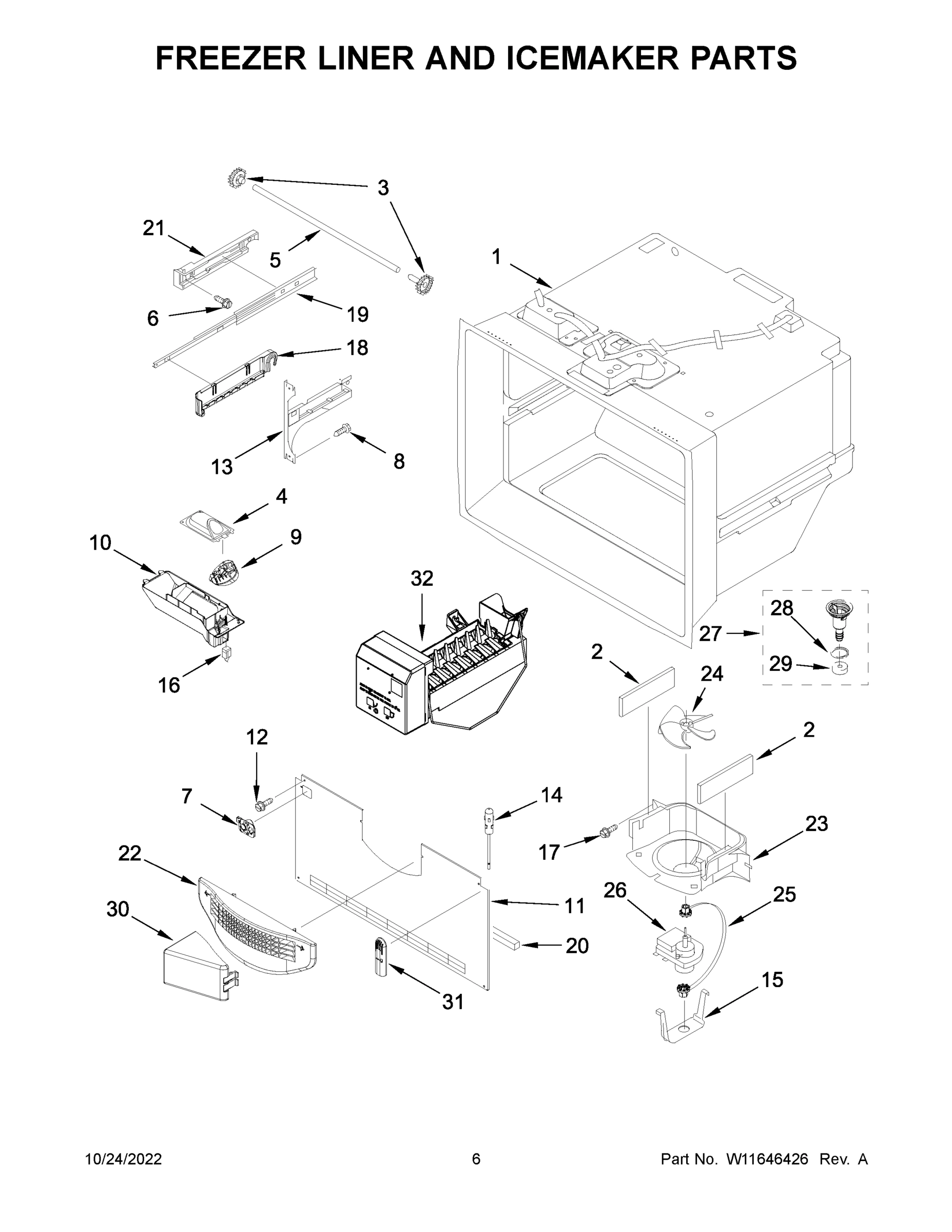 04 - FREEZER LINER AND ICEMAKER PARTS