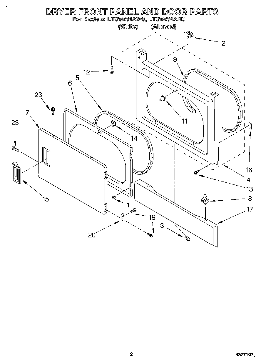 02 - DRYER FRONT PANEL AND DOOR