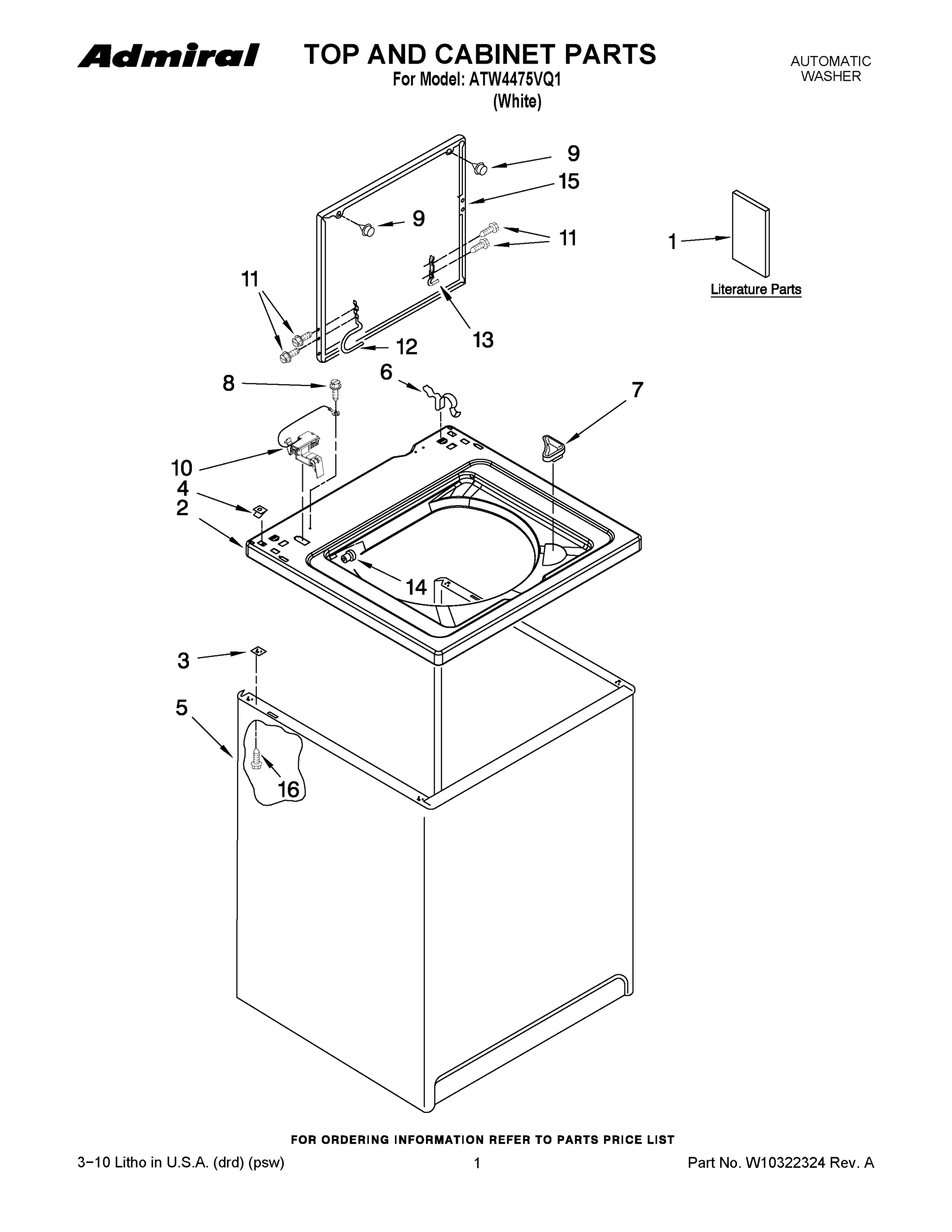 01 - TOP AND CABINET PARTS